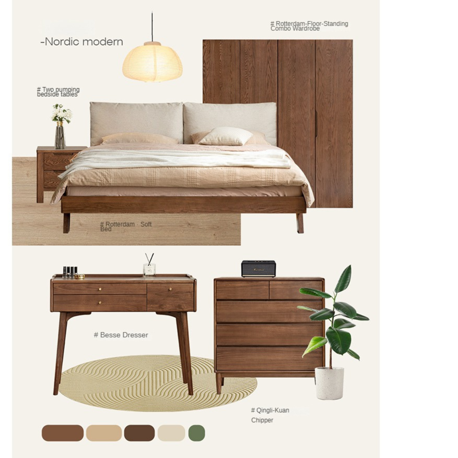 Solid Oak Wood Nightstand - Scandinavian Modern Bedside Table for Bedroom, Living Room & Nursery - Stylish & Durable Storage Solution