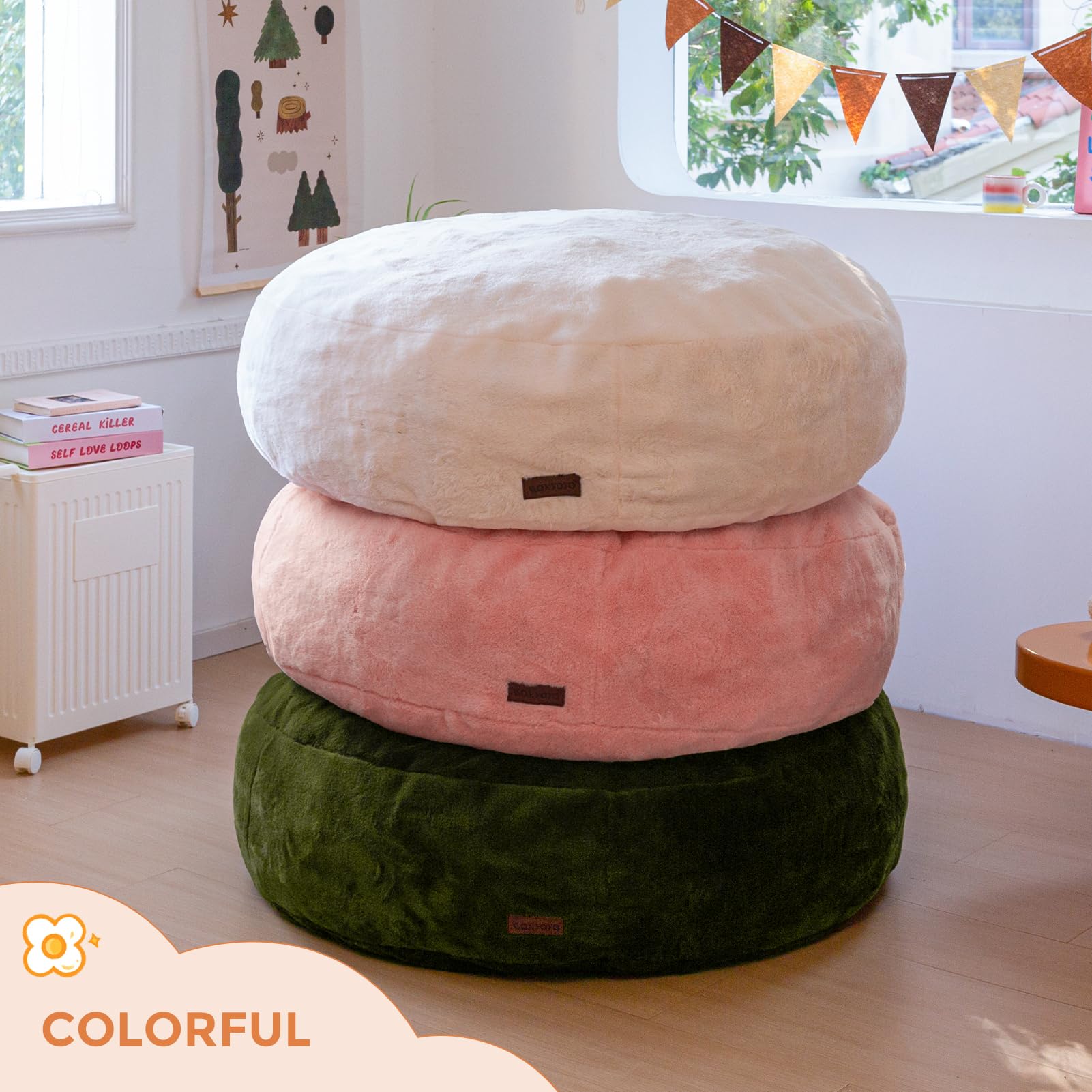 MAXYOYO 3-in-1 Kids Bean Bag Chair Bed - Convertible Faux Fur Floor Sofa for Children's Room, Gaming & Reading (Pink) | Perfect for Playroom, Bedroom & Dorm Decor