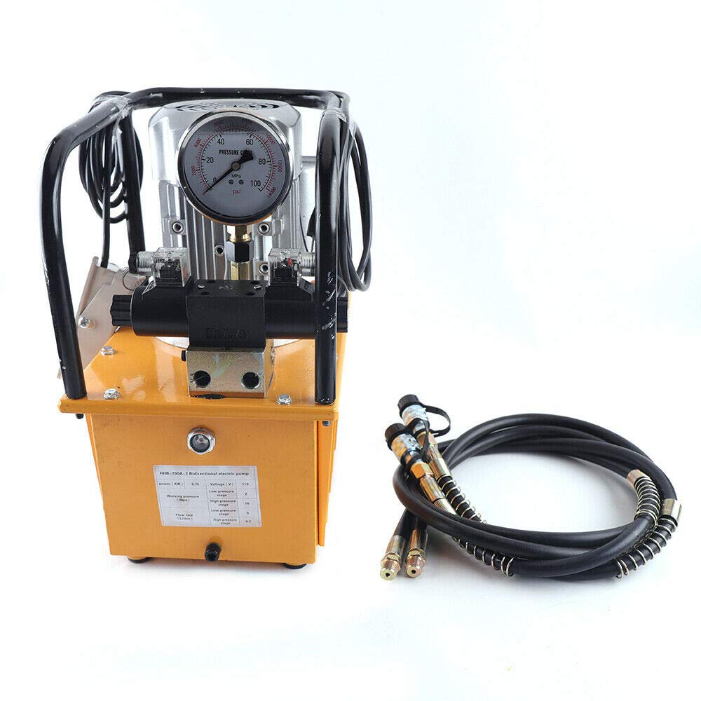 750W Double Acting Electric Hydraulic Pump with Solenoid Valve & Foot Pedal Switch - Includes 1.8M Oil Hose with Quick Connector for Automotive Repair, Industrial Machinery, and Heavy Equipment Maintenance