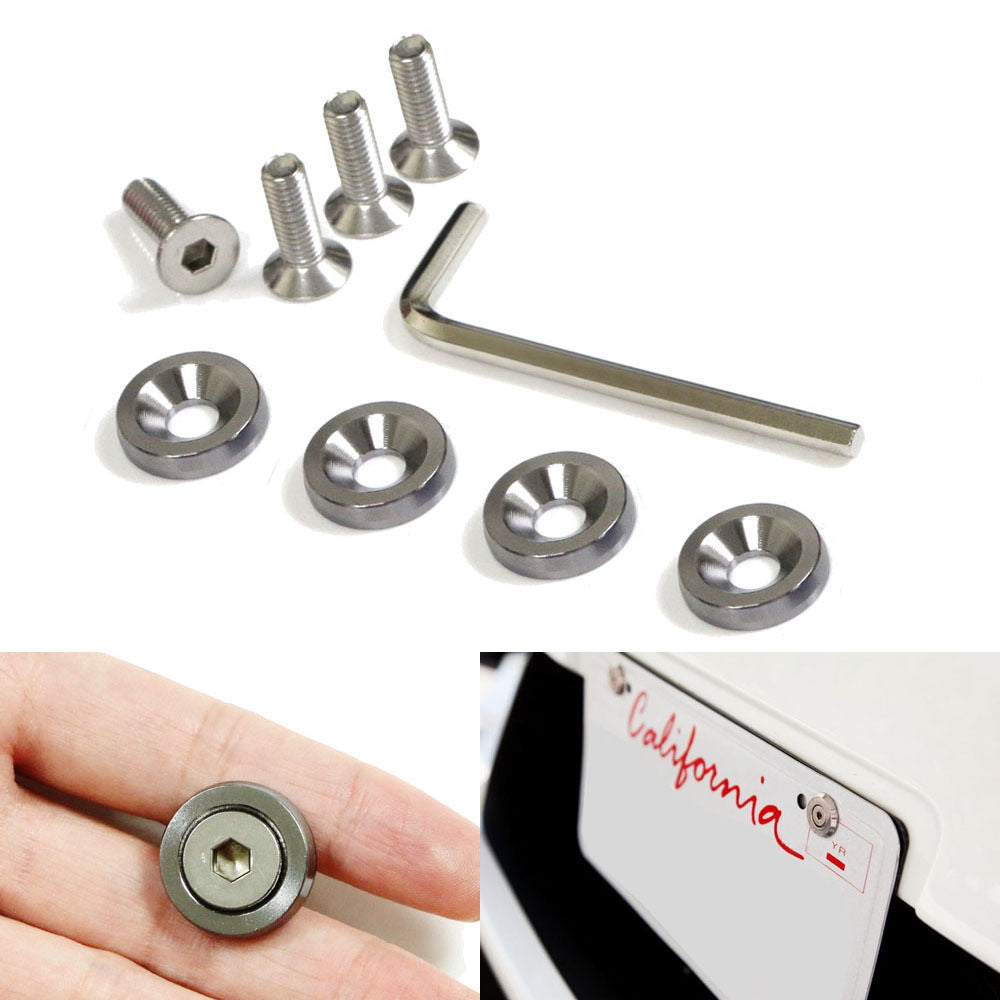 JDM Racing Style Gun Metal Aluminum Washers Bolts Kit - 4PCS Car Fender & Bumper Fastener Set for Honda, Toyota, Nissan - Perfect for Auto Body Repair & Performance Upgrades