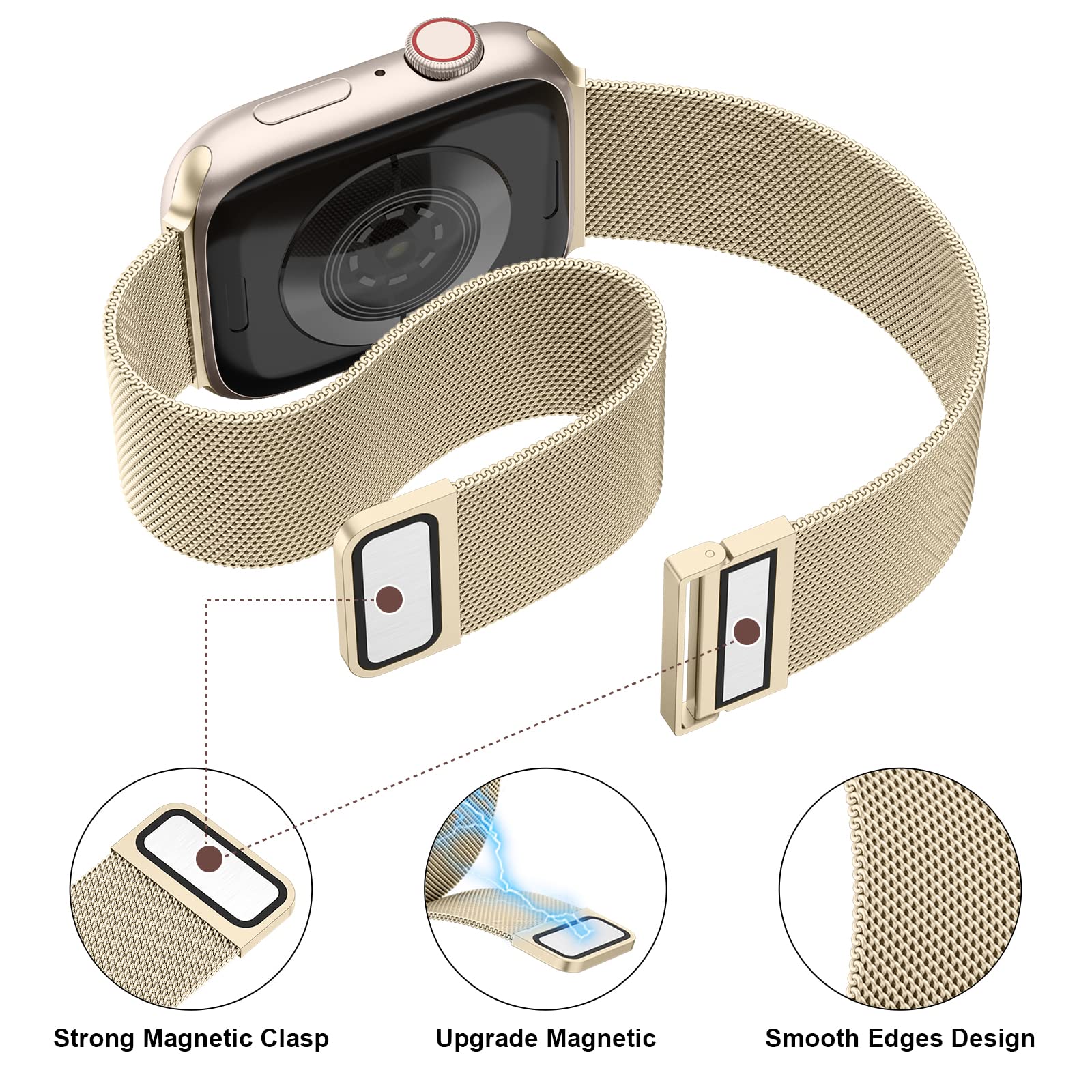 Stainless Steel Apple Watch Band Compatible with Series Ultra/8/7/6/5/4/3/2/1/SE - Adjustable Mesh Replacement Strap for 38mm/40mm/41mm/42mm/44mm/45mm/49mm iWatch - Perfect for Workouts, Office Wear & Everyday Use (Men & Women)