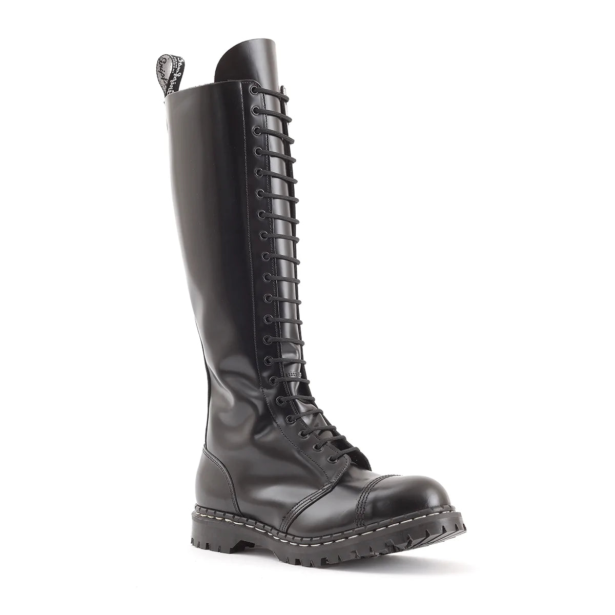 GRIPFAST BLACK HI SHINE 20 EYE STEEL TOE CAPPED DERBY BOOTS - Durable Work Boots for Construction, Industrial & Safety Professionals