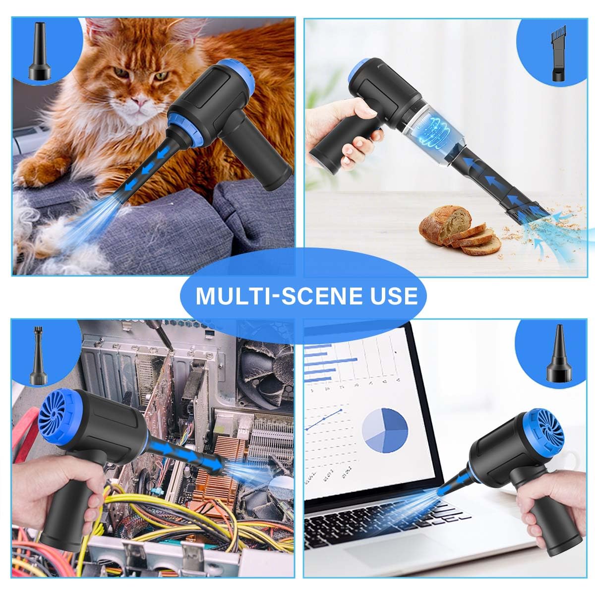 VC08 Cordless Air Duster - 110,000 RPM Powerful Computer Vacuum Cleaner for Keyboard, PC & Electronics Cleaning | Replaces Canned Air | Ideal for Home Office, Gaming Setup & IT Maintenance