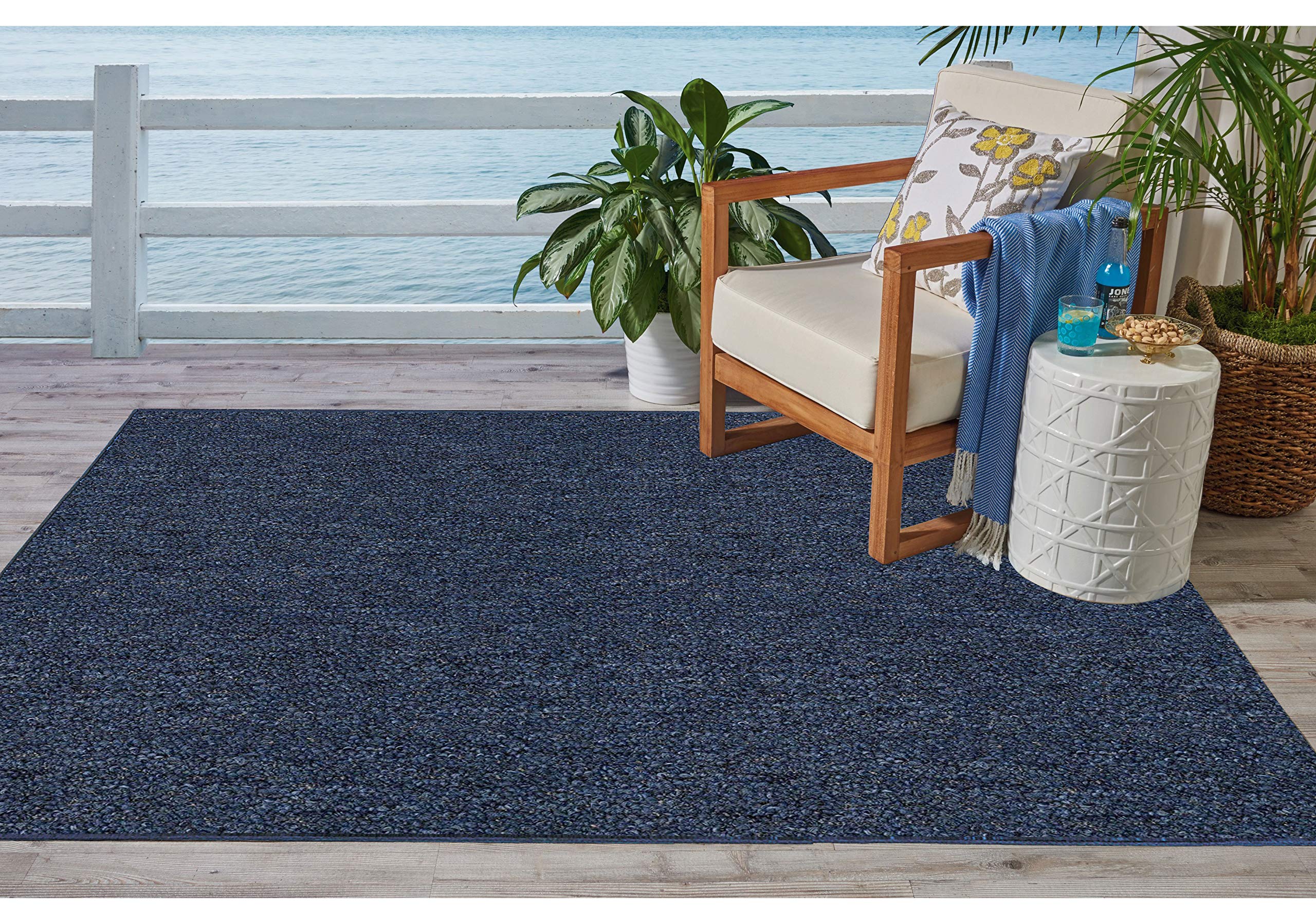 Stain & Fade Resistant 5' x 7' Blue Indoor Outdoor Area Rug - Pet & Kid Friendly, Easy Care, Made in USA | Perfect for Patio, Deck, Living Room, Wedding & Everyday Use