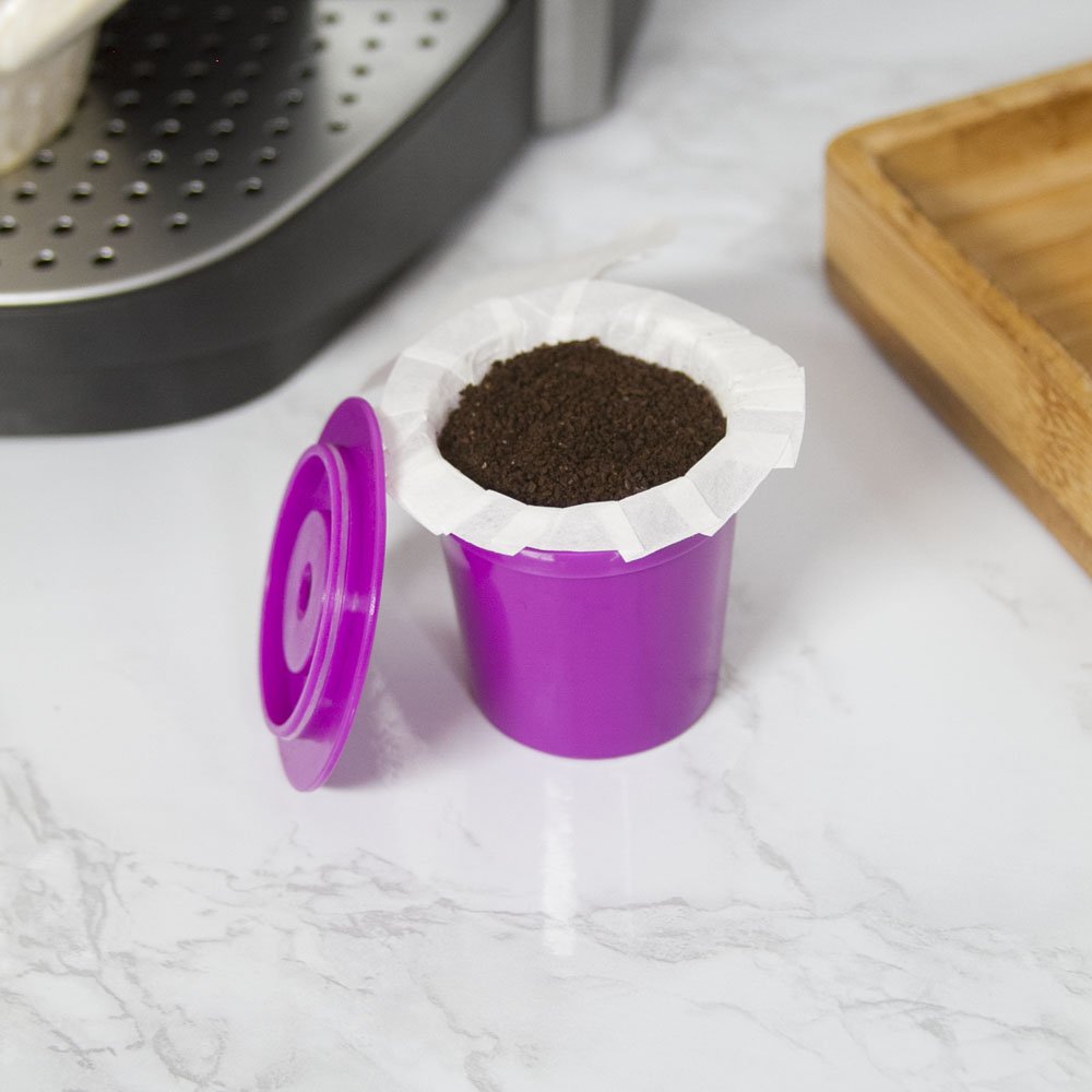 Premium EZ-Cup Paper Coffee Filters with Patented Lid - 450 Count (9-Pack) - Compatible with Keurig Single-Serve Coffee Makers & Pods - Ideal for Home, Office, and Travel Use