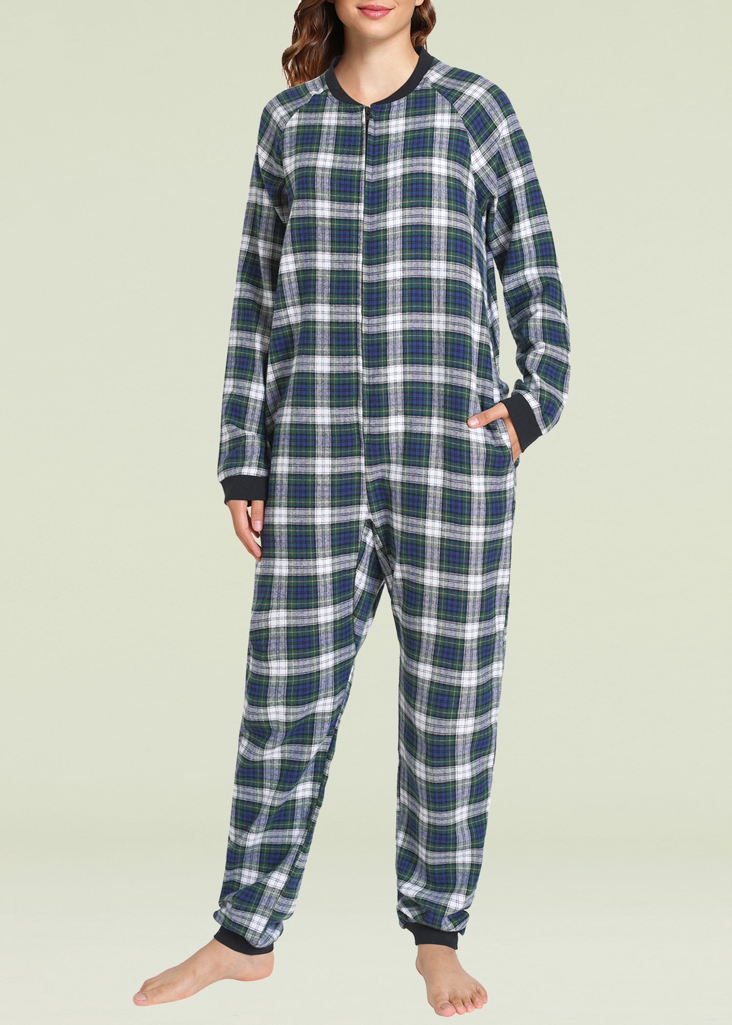 Women's Flannel Zipper Onesie Pajamas - Long Sleeve Soft Fleece Jumpsuit for Winter Sleepwear & Lounge Wear - Cozy Home Outfit for Cold Nights, Movie Nights and Relaxation