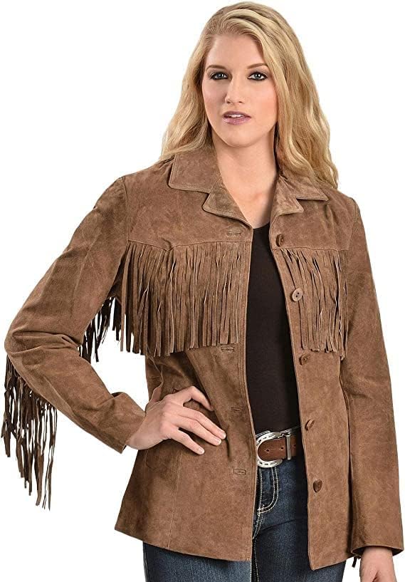 Authentic Western Cowgirl Suede Leather Jacket for Women | 100% Genuine Boar Hide Fringe Coat | Perfect for Rodeo, Country Music Festivals & Vintage Fashion