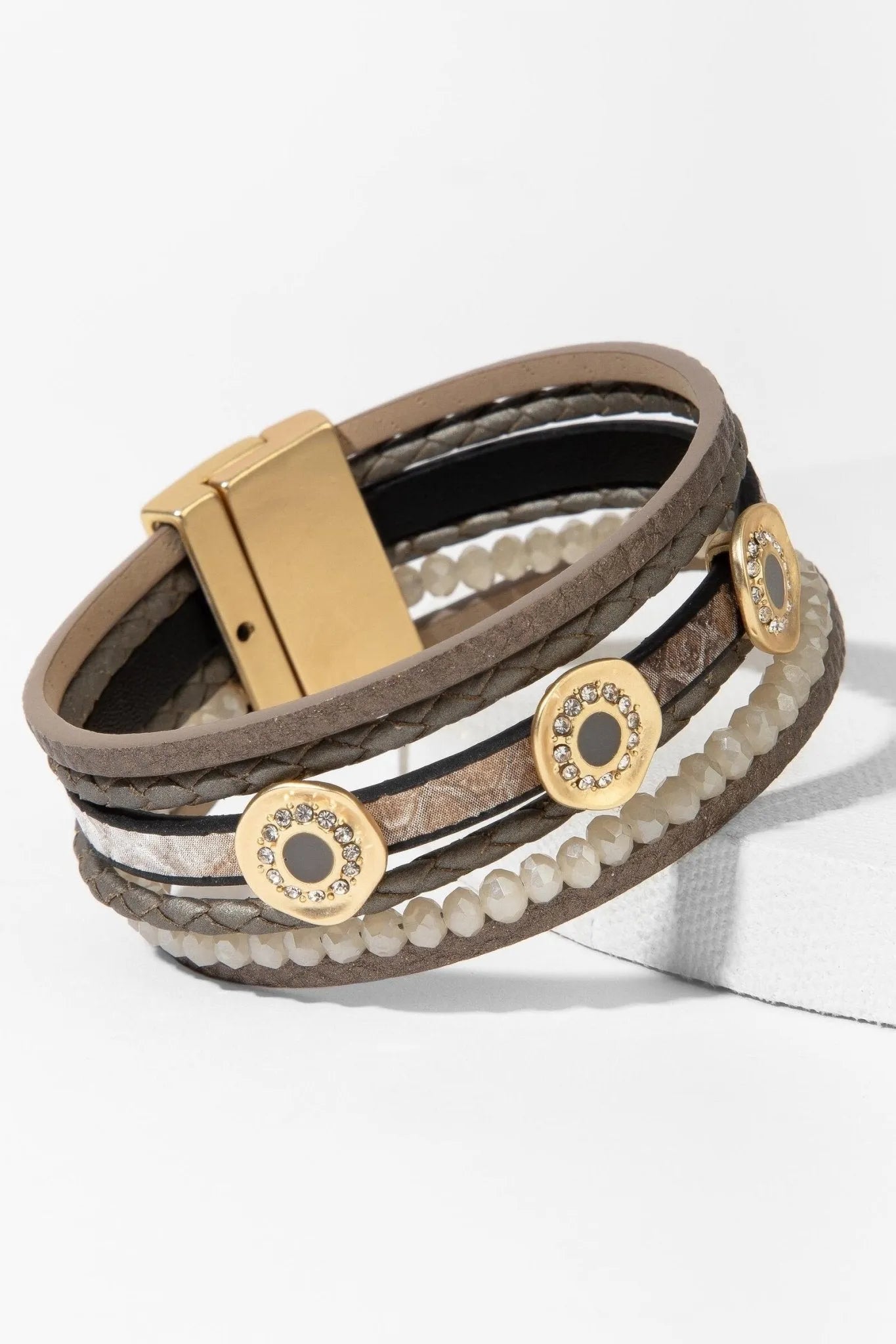 Elegant Leather Gold Medallion Multi Strand Bracelet for Women - Boho Chic Jewelry for Parties, Weddings & Everyday Wear