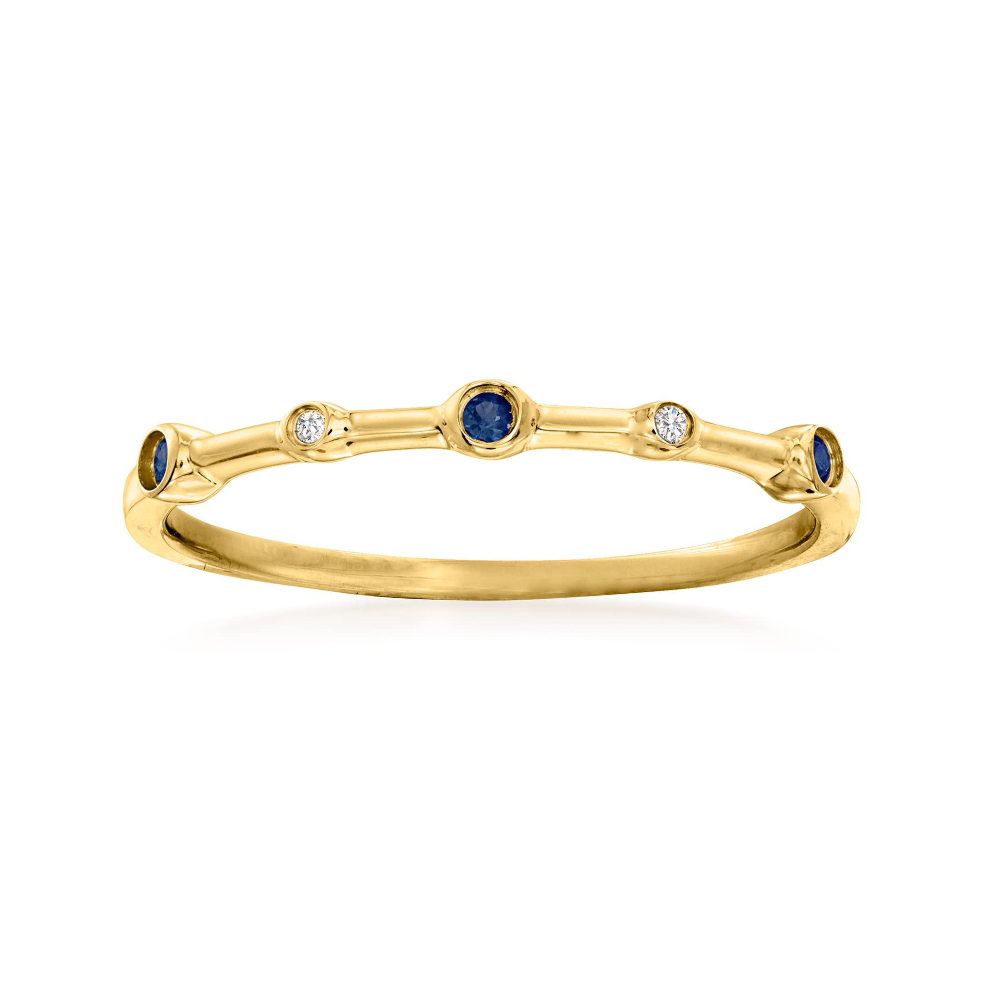 Ross-Simons 14kt Yellow Gold Sapphire and Diamond Ring - RS Pure Collection, Size 8 | Elegant Jewelry for Weddings, Anniversaries & Special Occasions