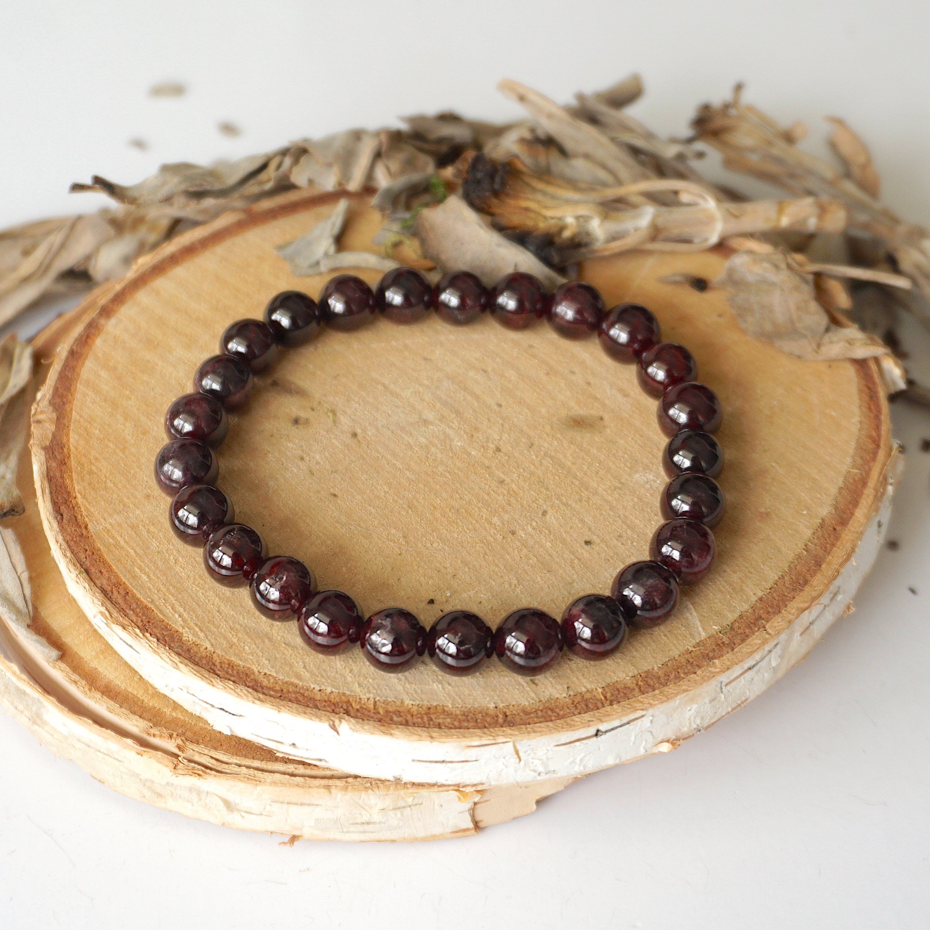 Garnet Healing Crystal Mala Bracelet - Natural Gemstone Meditation Beads for Stress Relief & Positive Energy | Perfect for Yoga, Mindfulness & Spiritual Practice