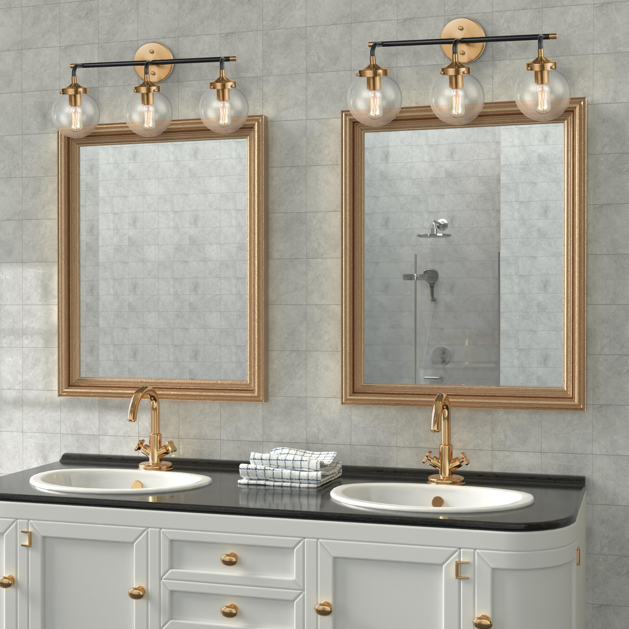 Elk Home Boudreaux 3-Light Vanity Light in Matte Black with Clear Glass - Modern Contemporary Bathroom Lighting for Vanity, Dresser, or Makeup Area
