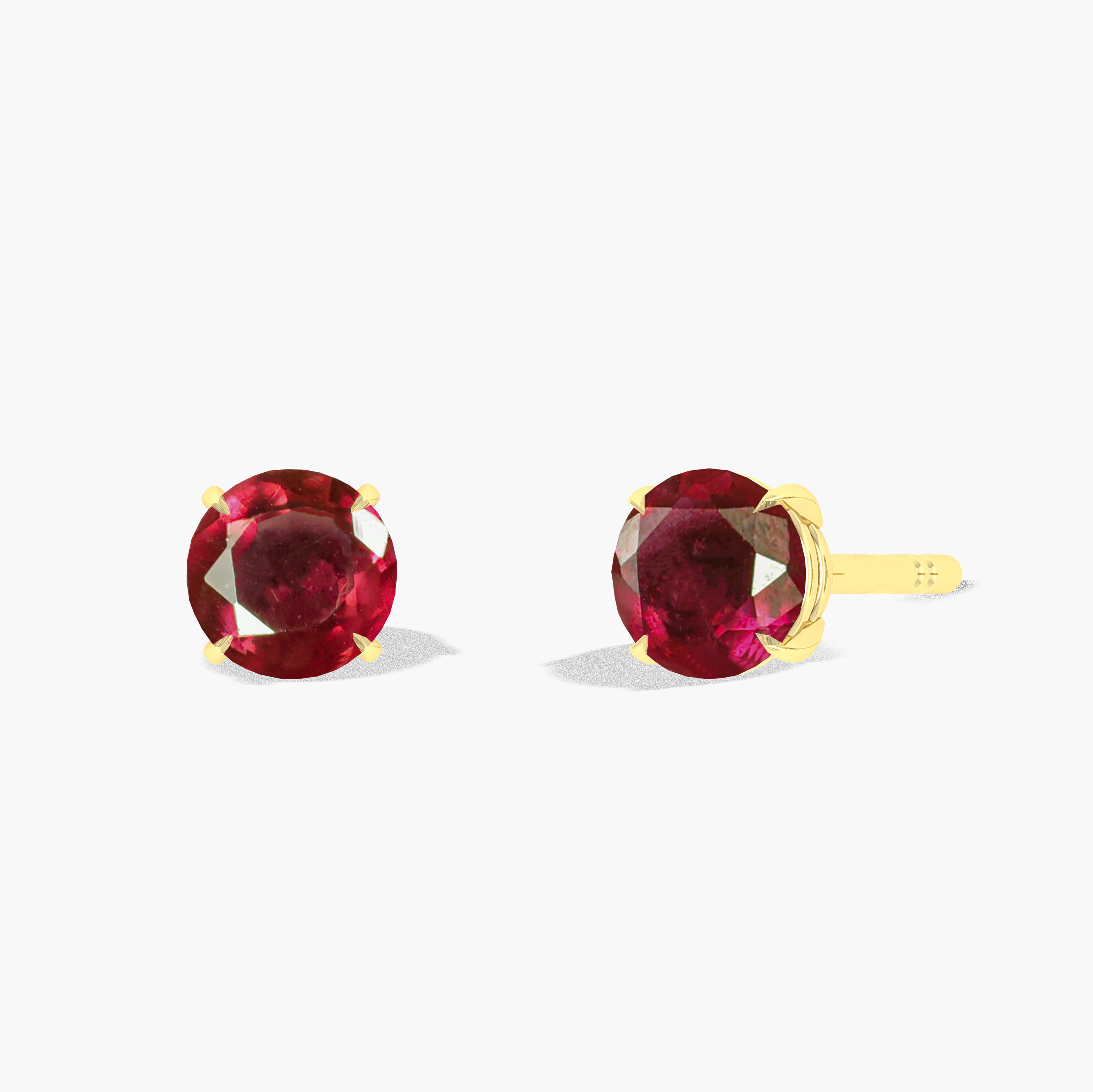 Round Red Ruby Gemstone Stud Earrings for Women - Elegant Simple Jewelry for Everyday Wear & Special Occasions