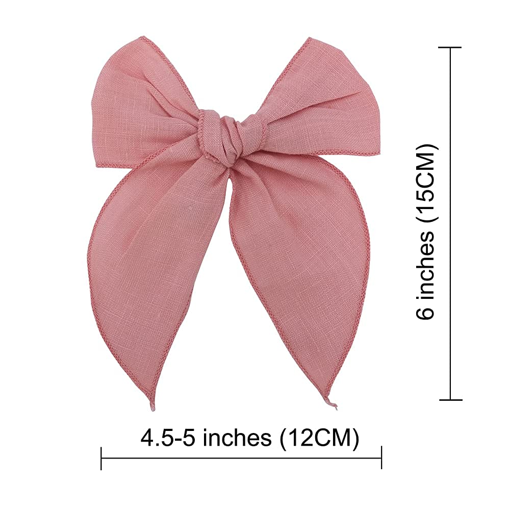 Fable Bow Hair Clips for Baby Girls, Kids & Women - Large Cotton Linen Sailor Hair Bows Accessories (Natural Classic) | Perfect for Parties, Weddings & Everyday Hair Styling