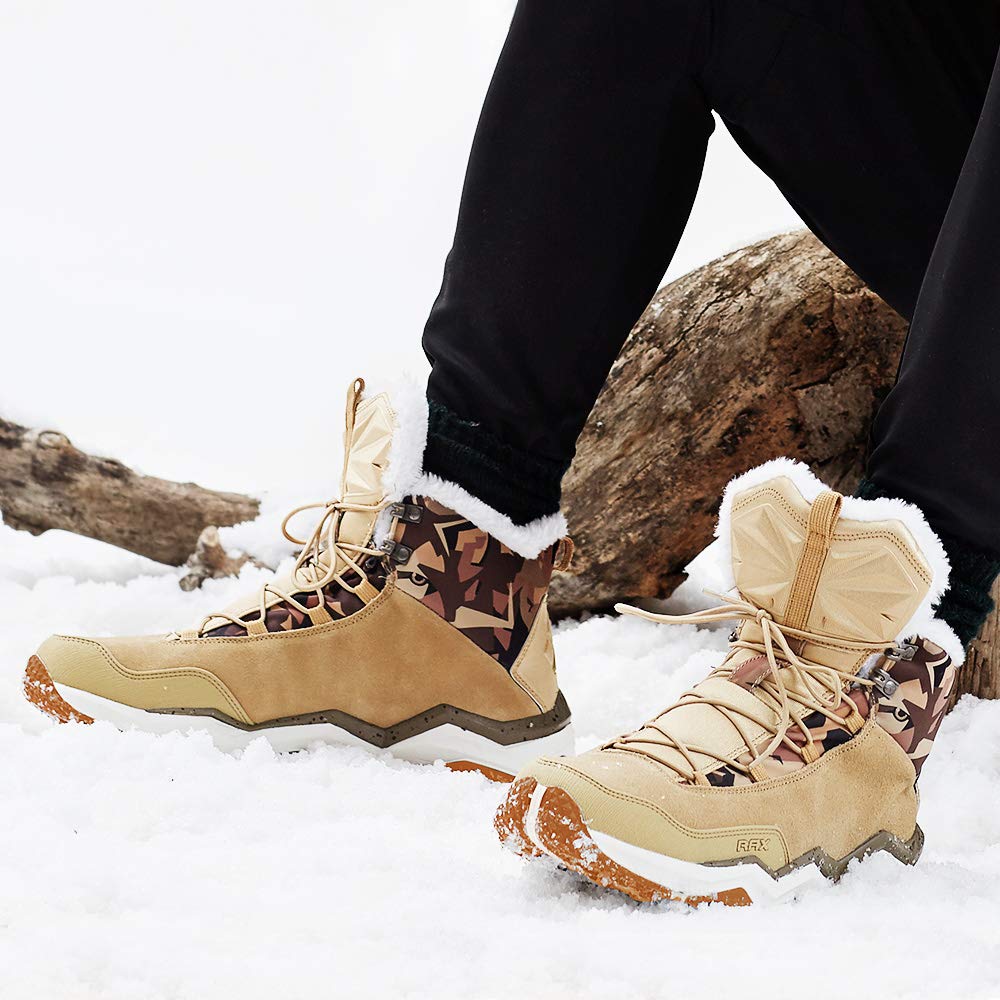RAX Men's Winter Snow Boots - Waterproof Hiking Shoes with Fully Fur Lined High Top for Outdoor Activities - Perfect for Snow Trekking, Camping & Winter Adventures