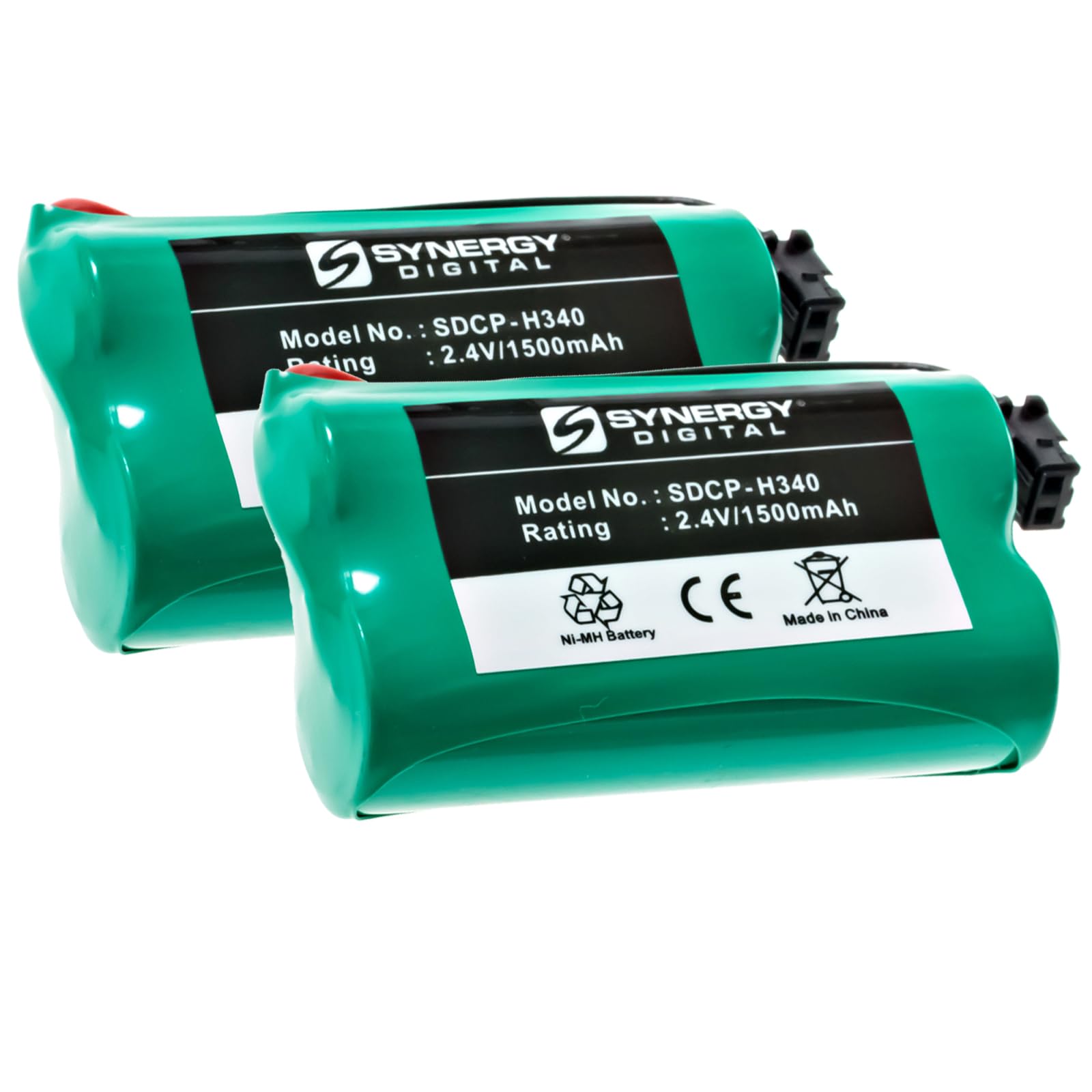 Synergy Digital Rechargeable Ni-MH Cordless Phone Batteries - 2.4V 1500mAh (2-Pack) | Compatible with Panasonic HHR-P506, HHR-15F2G1, HHR-P506A, PQHHR150AA21, PQP506SVC & Type 17 Phones | Perfect for Home/Office Cordless Phones & Long-Lasting Power Supply