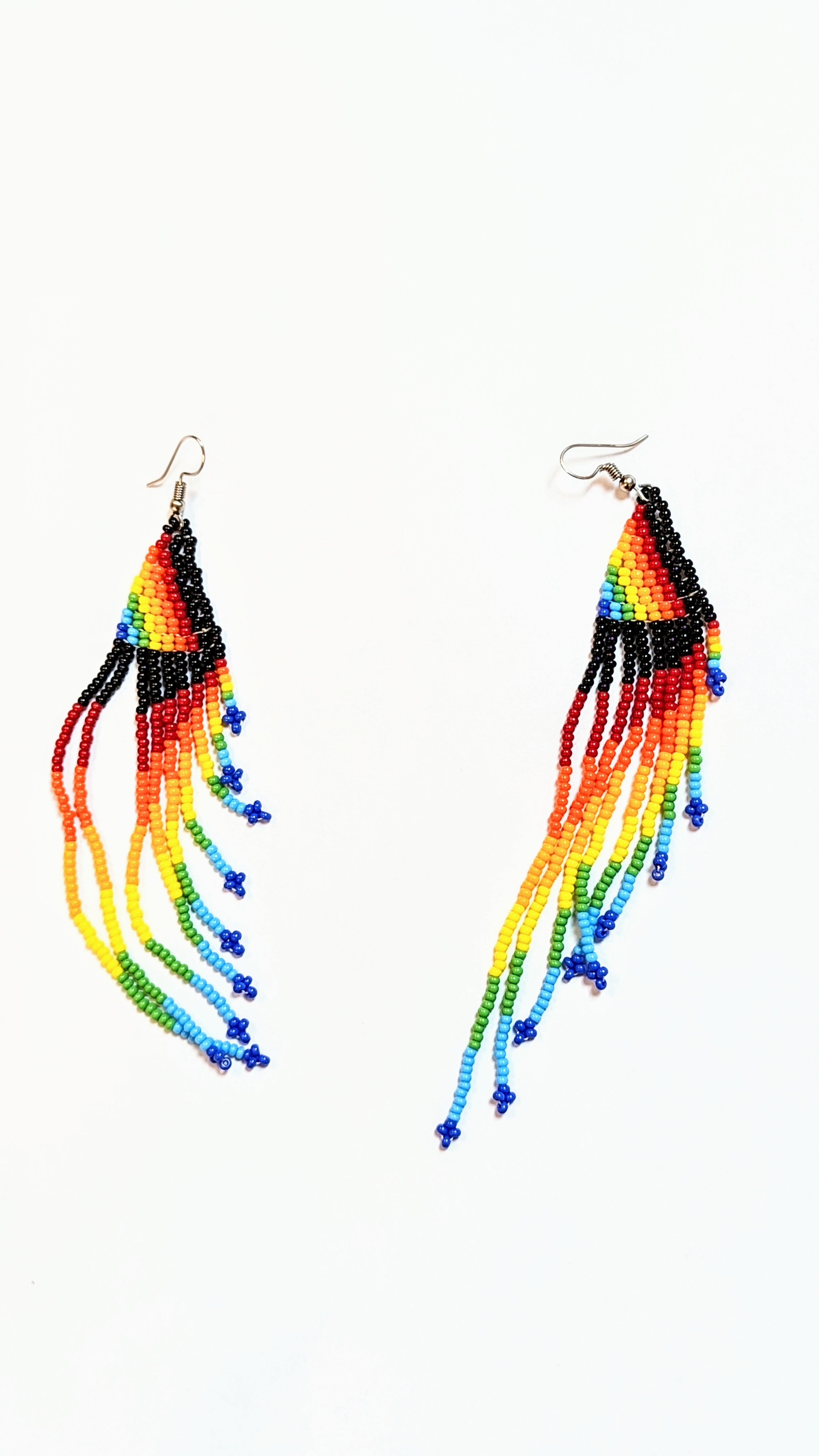 Dupsie's Handmade African Beaded Fringe Earrings - Multicolor Boho Tribal Jewelry DPJMBE33 | Perfect for Festivals, Weddings & Ethnic Fashion