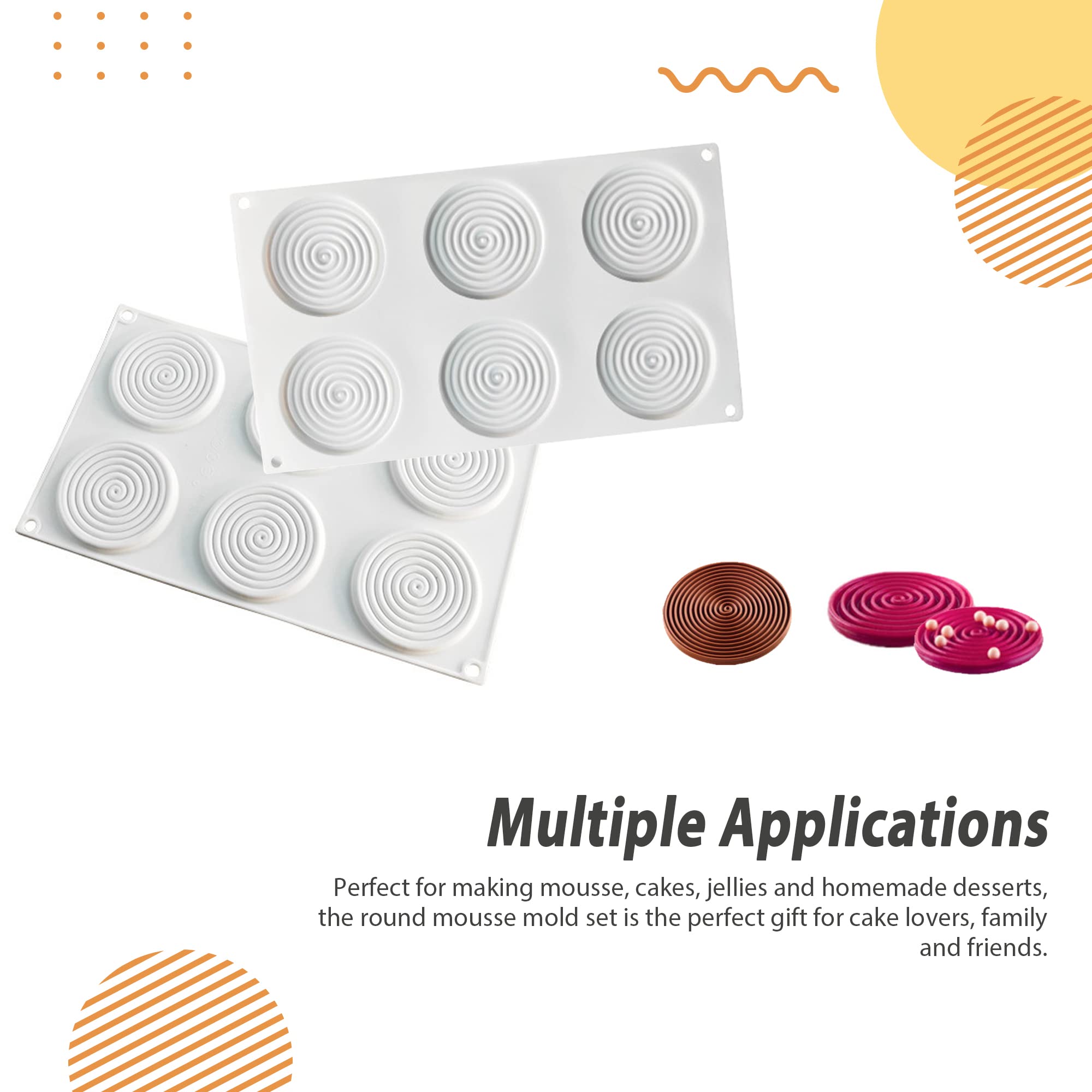 6-Piece 3D Spiral & Flat Silicone Baking Molds Set for Cakes, Muffins, Bread & Fruit - Perfect for Home Baking, Party Desserts & DIY Treats