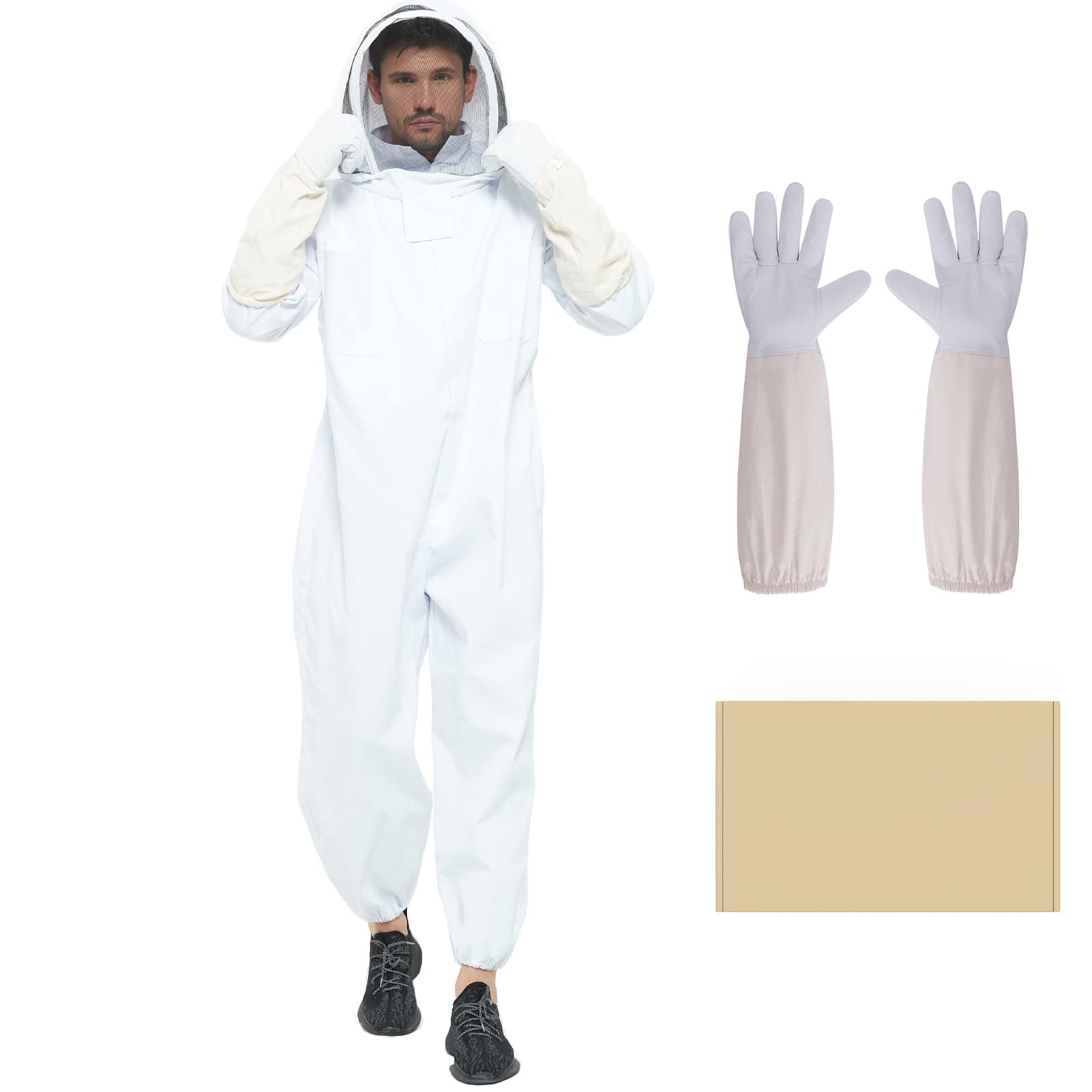 2025 Upgraded Sting Proof Beekeeping Suit for Men & Women - Professional Ventilated Bee Keeper Suit with Gloves & Hood (Medium) - Ideal for Honey Harvesting, Hive Inspection & Outdoor Beekeeping Activities