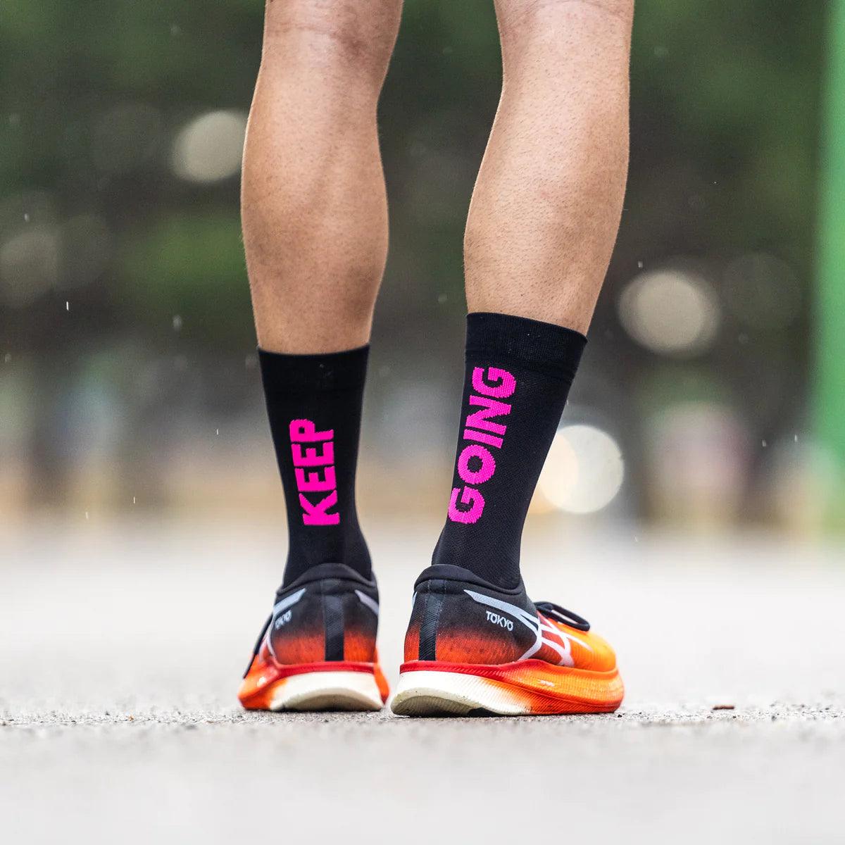 Breathable Black Running Socks for Men & Women - Moisture-Wicking Athletic Socks for Jogging, Gym Workouts & Marathon Training - Sporcks Keep Going Performance Socks