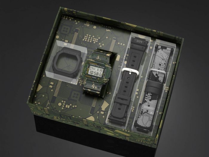G-Shock DW5600CC-1 Digital Watch with Circuit Board Camo Design - Durable Shock-Resistant Sports Watch for Men, Outdoor Activities & Military Use