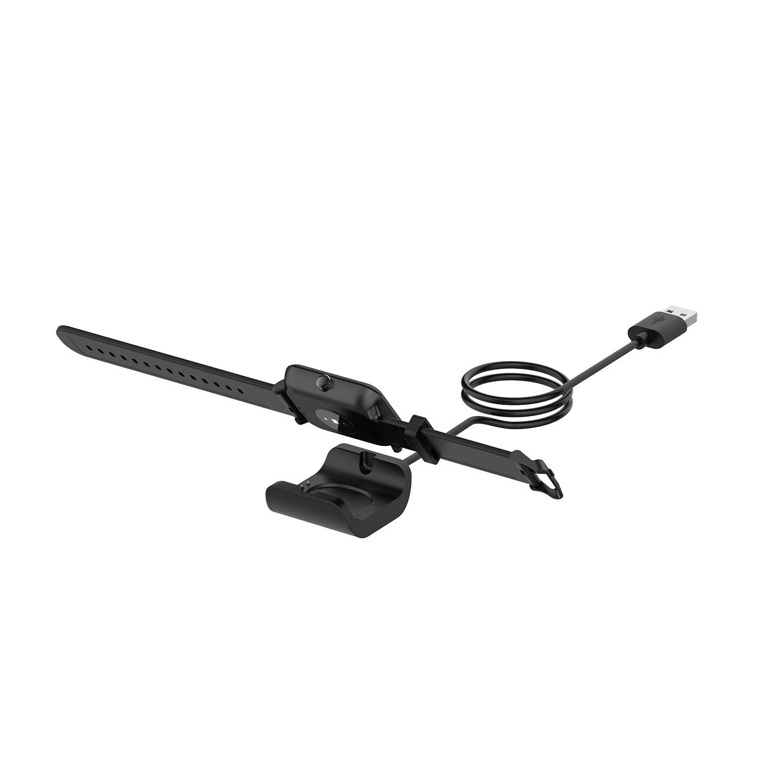 FitTurn Replacement USB Charger for Amazfit Bip S Watch - Portable Charging Cable with Dock Stand & Adapter (Black) | Perfect for Home, Office, Travel & Gym Use