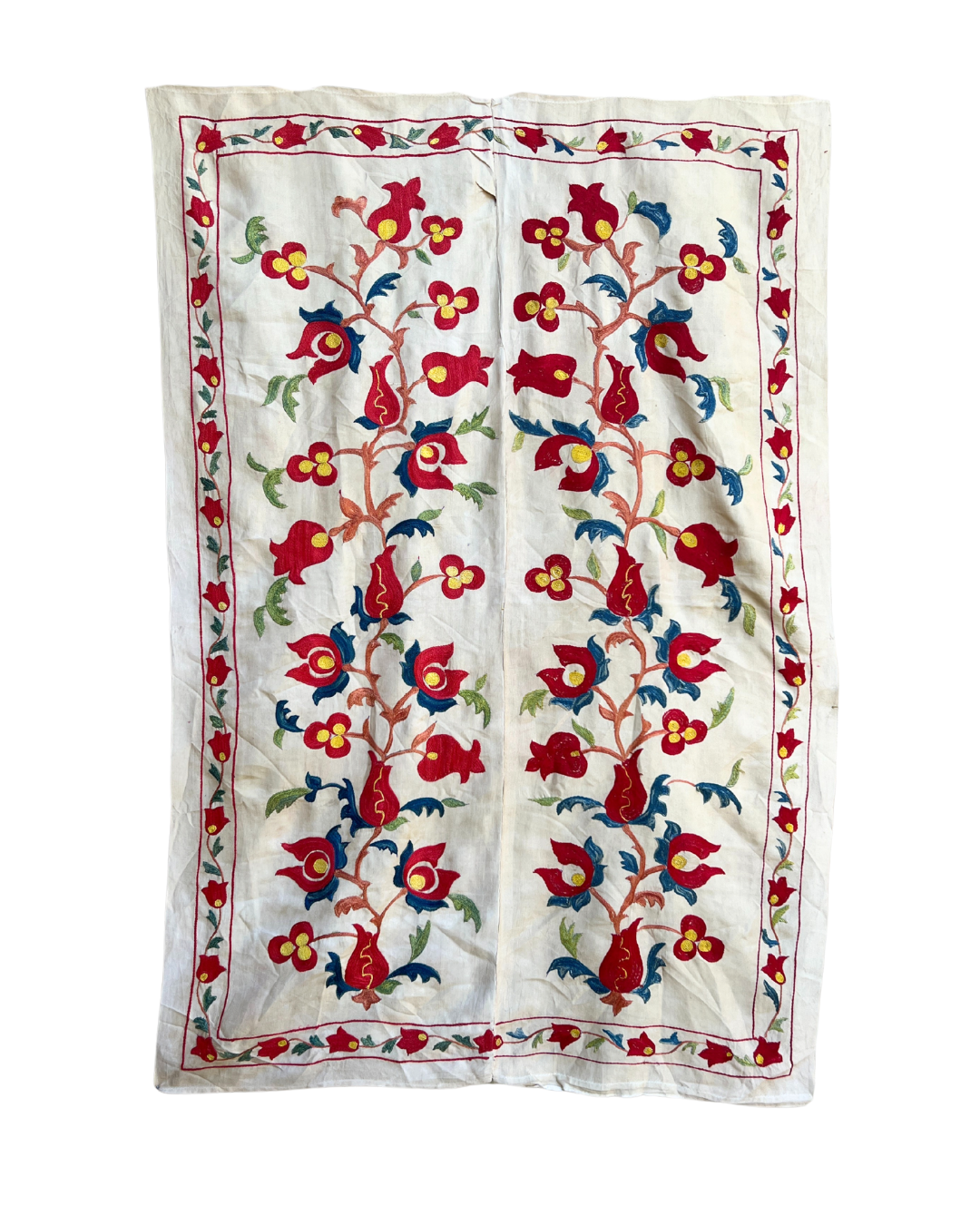 Medium Suzani 058 - Handmade Cotton Embroidered Throw Pillow Cover - Perfect for Boho Home Decor, Sofa & Bedroom Accent