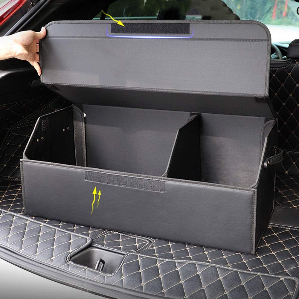 Premium Foldable Car Trunk Storage Box - Expandable Leather Organizer for SUV, Sedan & Travel (Medium Size) | Perfect for Road Trips, Grocery Storage & Vehicle Organization