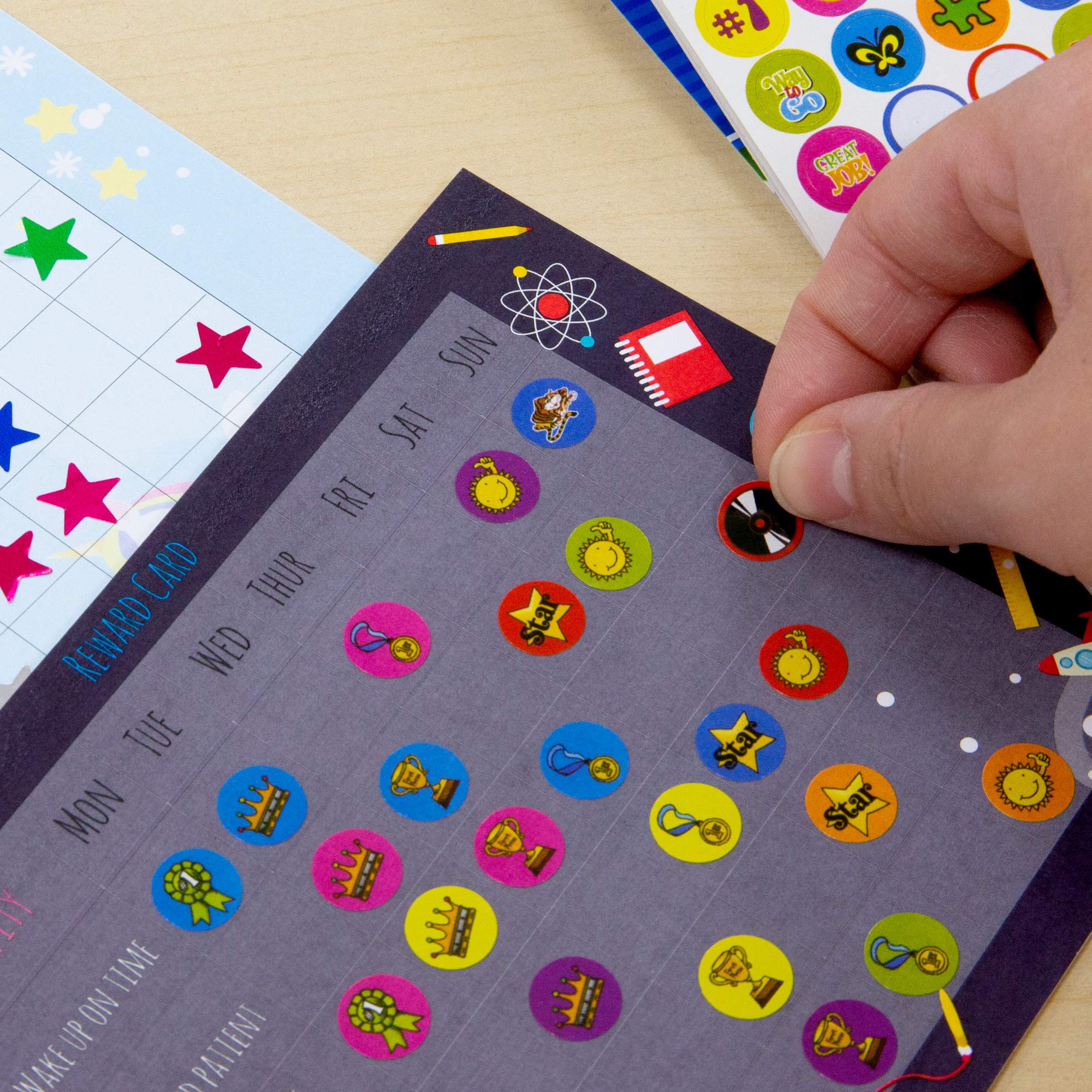 BAZIC Reward Sticker Book with 400+ Motivational Stickers - Positive Words Classroom Incentives for Kids, Teachers & Students (288-Pack) - Perfect for Behavior Charts, Homework Rewards & School Activities