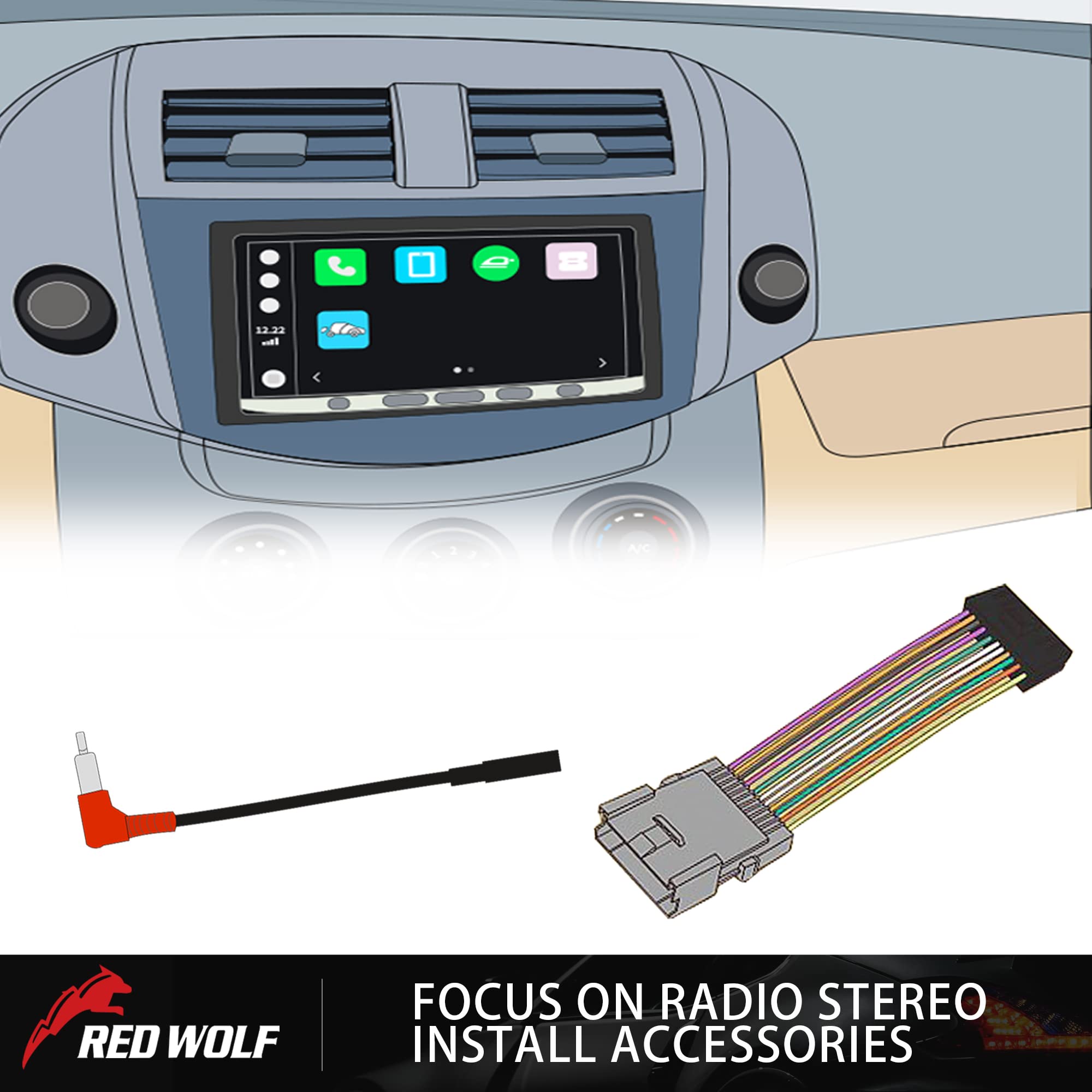 RED WOLF 16 Pin ISO Radio Wiring Harness Connector - Compatible with Freightliner, Peterbilt, Mack & Kenworth Trucks - Aftermarket Stereo/CD Player Installation Adapter for Pioneer & Kenwood - Perfect for Truck Upgrades & DIY Audio System Installations