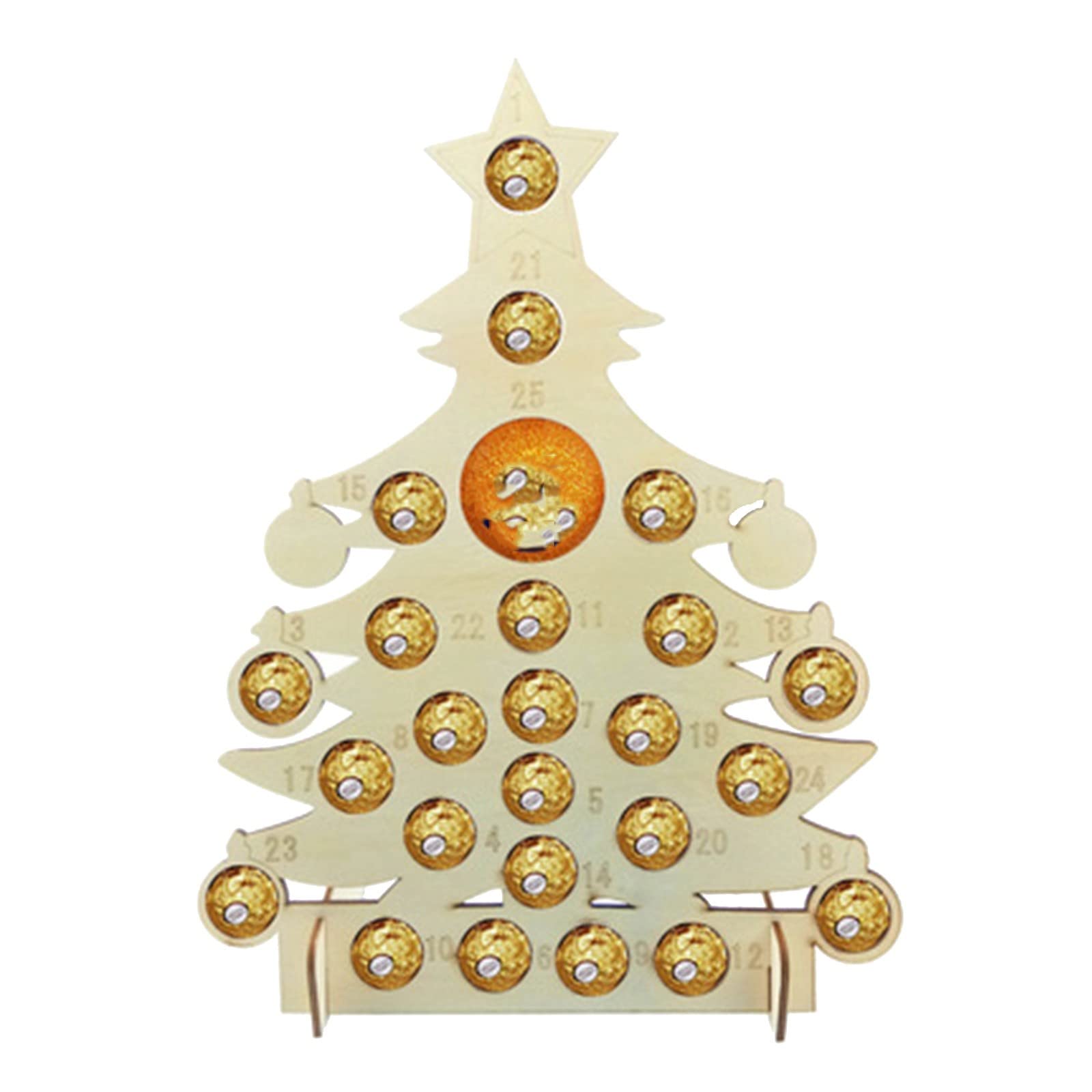 25-Day Christmas Wooden Advent Calendar with Chocolate Frame - Cute Holiday Countdown Decoration for Xmas Party, Gift Exchange & Festive Table Decor