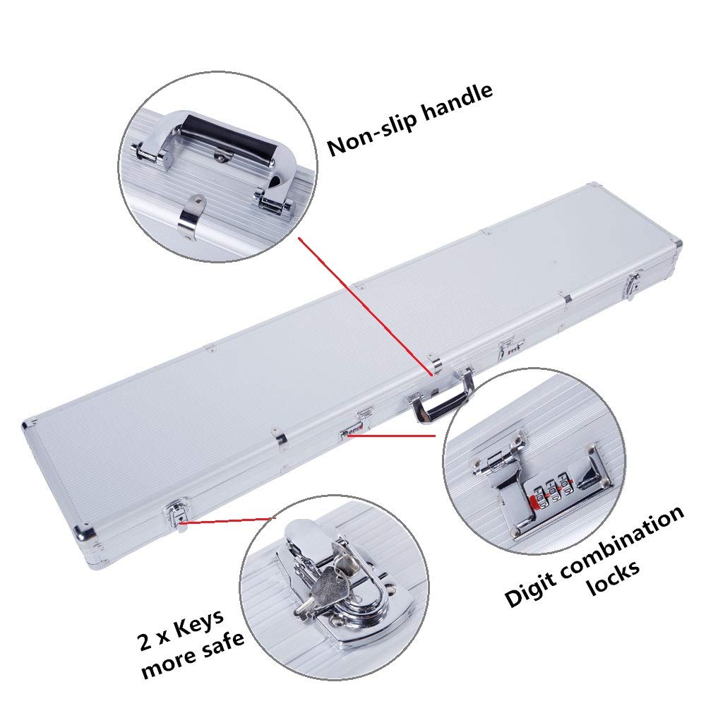 Heavy Duty Aluminum Gun Case with Foam Insert - Key & Password Lock, Waterproof & Portable Gun Safe Box for Pistols, Rifles & Firearms - Ideal for Travel, Hunting & Secure Storage