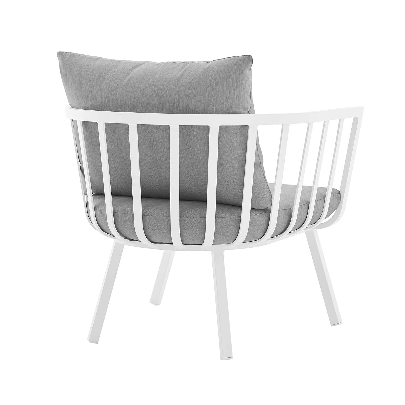 Modway Riverside Outdoor Patio Armchair - Water-Resistant White Gray Wicker Lounge Chair for Backyard, Poolside & Garden Relaxation
