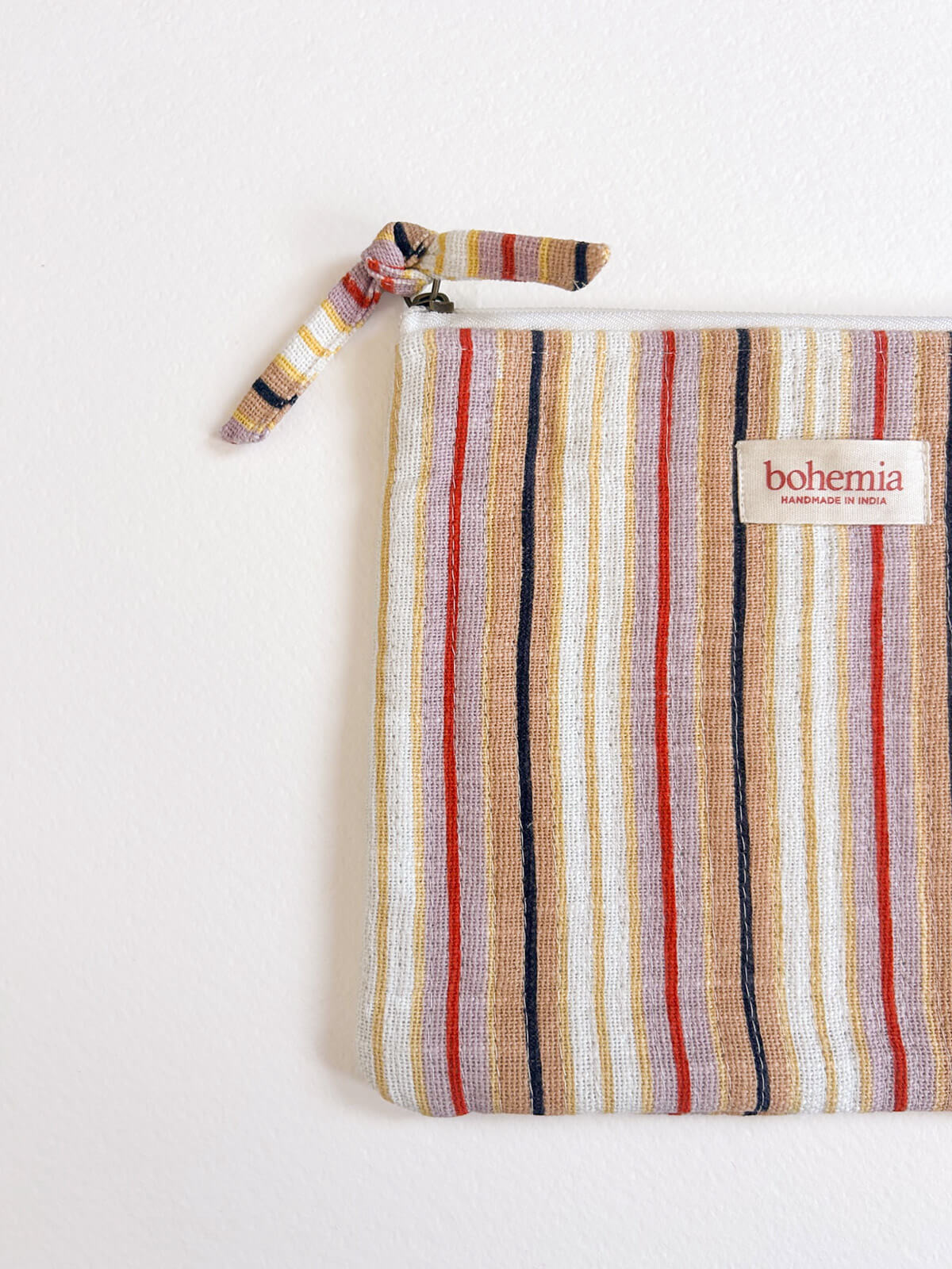 Jaipur Stripe Large Pouch - Colorful Tutti Frutti Pattern Clutch Bag for Women | Perfect for Travel, Parties, and Everyday Use
