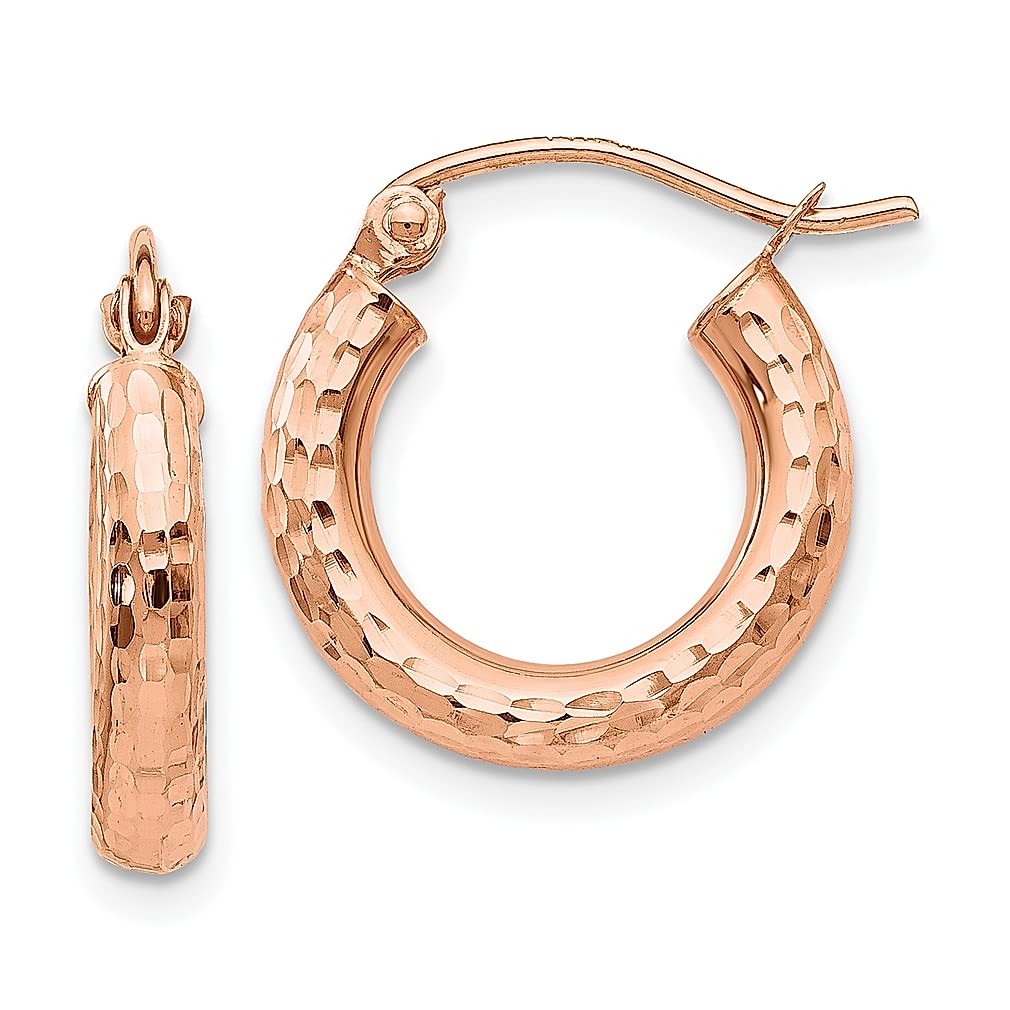 14K Rose Gold Small Tube Hoop Earrings for Women - Classic Round Fine Jewelry Gift for Her - Perfect for Everyday Wear, Date Nights & Special Occasions