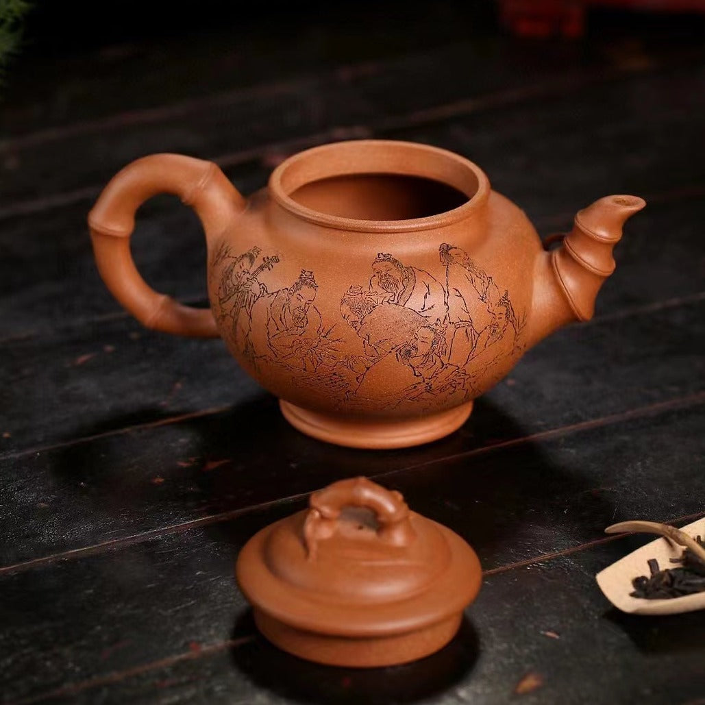 Premium Handmade Zisha Teapot - Bamboo Xiao Ying Design by Artist Mu Ming Long (Level 2 2019) | Rare Crab Yellow Duan Clay | Collector's Treasure | Perfect for Tea Ceremonies, Gifts & Home Decor