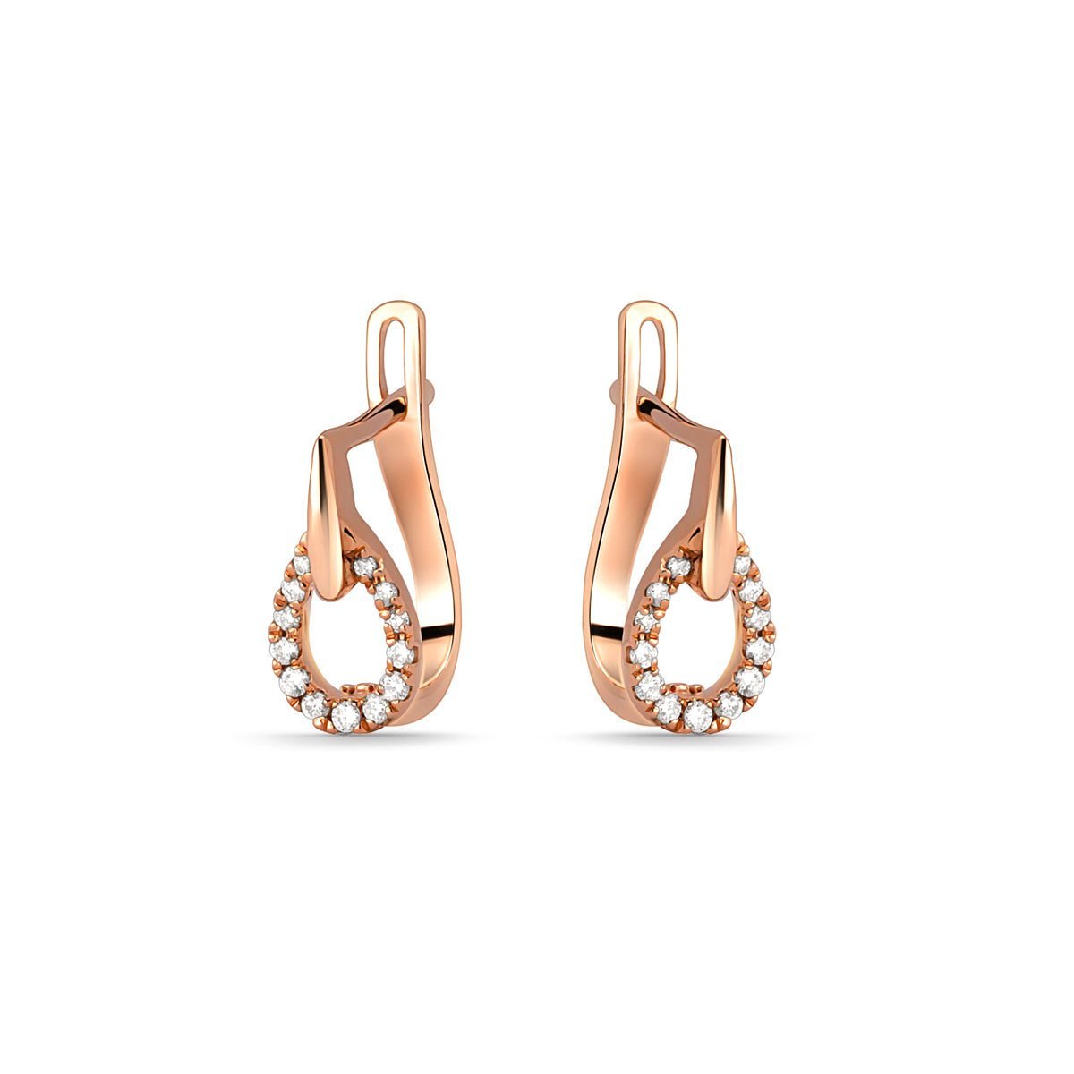 14K Rose Gold Diamond Coil Huggie Earrings for Women - Minimalist Hoop Earrings for Everyday Wear, Date Night & Special Occasions