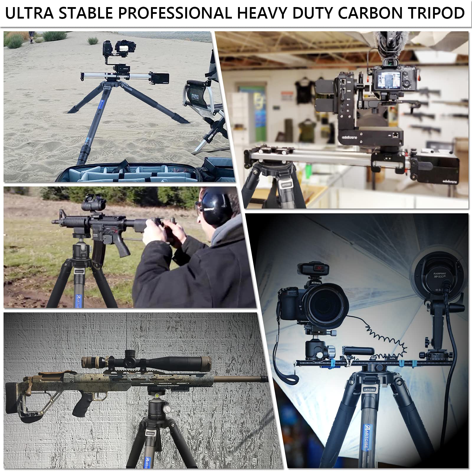 10 Layers 40mm Carbon Fiber Tripod with External Center Column - Ultra Stable Professional Heavy Duty Carbon Bowl Tripod for DSLR Cameras - CNC Cellphone Clip & Aluminum Magic Arm Kit - Max Load 88 Lbs/40kg - Perfect for Outdoor Photography, Studio Shoots, and Travel Videography
