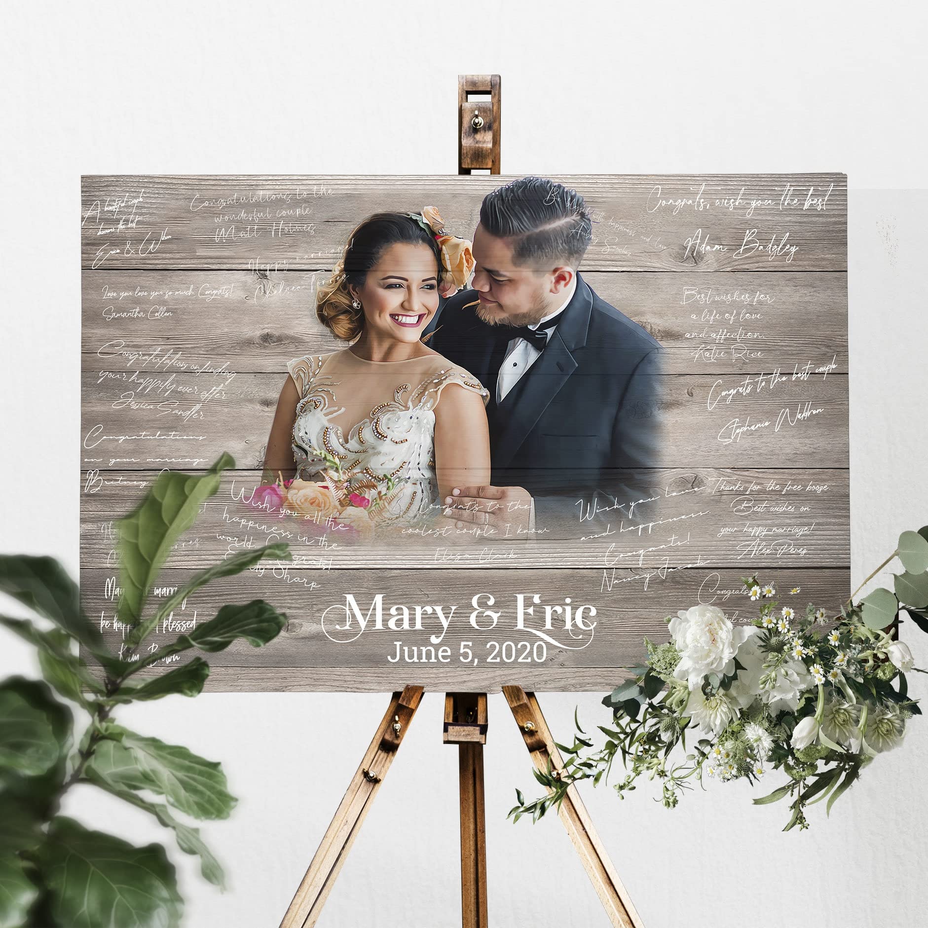 Personalized Wooden Wedding Guest Book Alternative - Rustic Wedding Decor for Guest Sign - Unique Wedding Gifts - Perfect for Barn Weddings, Outdoor Ceremonies & Anniversary Celebrations