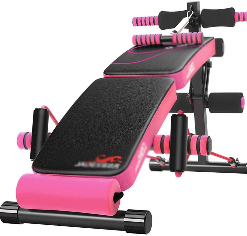 BYCDD Adjustable Folding Weight Bench for Home Gym - Utility Workout Bench for Full Body Exercise, Strength Training & Fitness - Perfect for Small Spaces & Home Workouts (Red)
