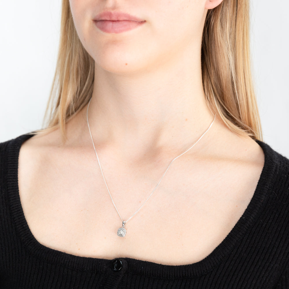 2-Point Diamond Pendant Necklace - 925 Sterling Silver with Brilliant Cut Diamonds | Elegant Jewelry Gift for Women, Perfect for Weddings, Anniversaries & Special Occasions