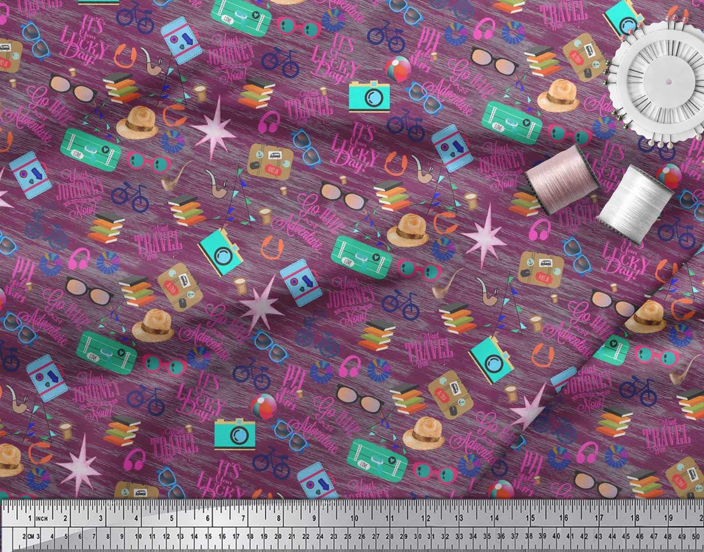 Soimoi 100% Cotton Cambric Pink Fabric by The Yard - 42 Inch Wide Soft Lightweight Material for DIY Fashion, Hats, Bags & Home Decor - Perfect for Travel Accessories, Camera Straps & Adventure-Themed Crafts
