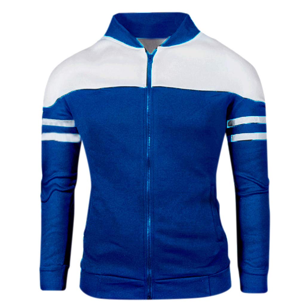 FORUU Men's Fashion Patchwork Zipper Jacket - Long Sleeve Sportswear Coat for Autumn Winter | Perfect for Outdoor Activities, Casual Wear & Cold Weather Protection