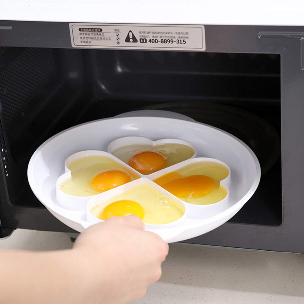 SOLUSTRE 4-Cavity Microwave Egg Poacher - Heart-Shaped Egg Cooker & Steamer for Perfect Poached Eggs - Quick & Easy Breakfast Maker for Kitchen & Home - Ideal for Healthy Meals, Meal Prep & Family Cooking
