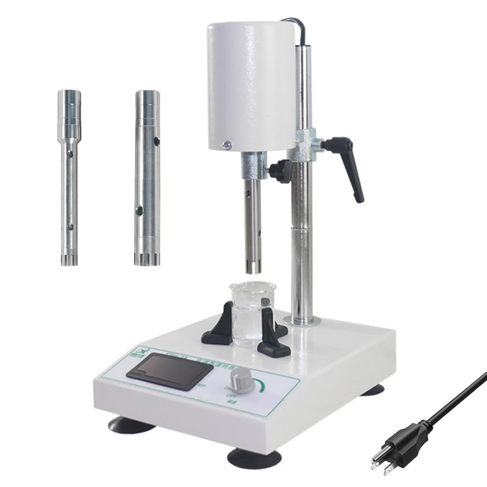 FSH-2A High Speed Homogenizer Mixer 5-1000ml, 20,000RPM Lab Homogenizer with 2X SUS304 Working Heads & Magnetic Clips, 110V for Emulsifying, Cell Disruption - Perfect for Laboratory, School & Research Use