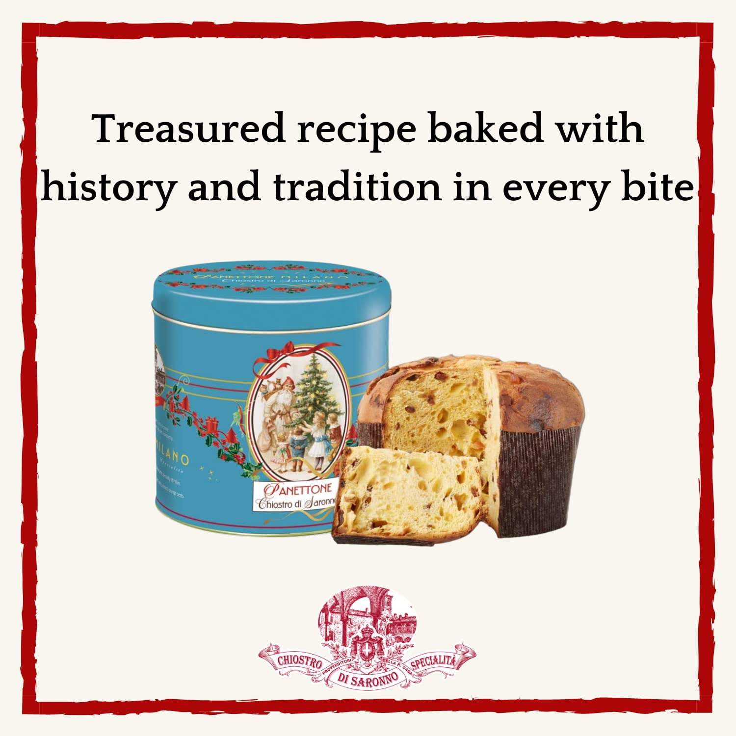 Chiostro di Saronno Traditional Italian Panettone - 1000g Classic Holiday Cake in Giftable Blue Tin | Authentic Italian Dessert for Christmas, New Year & Special Occasions