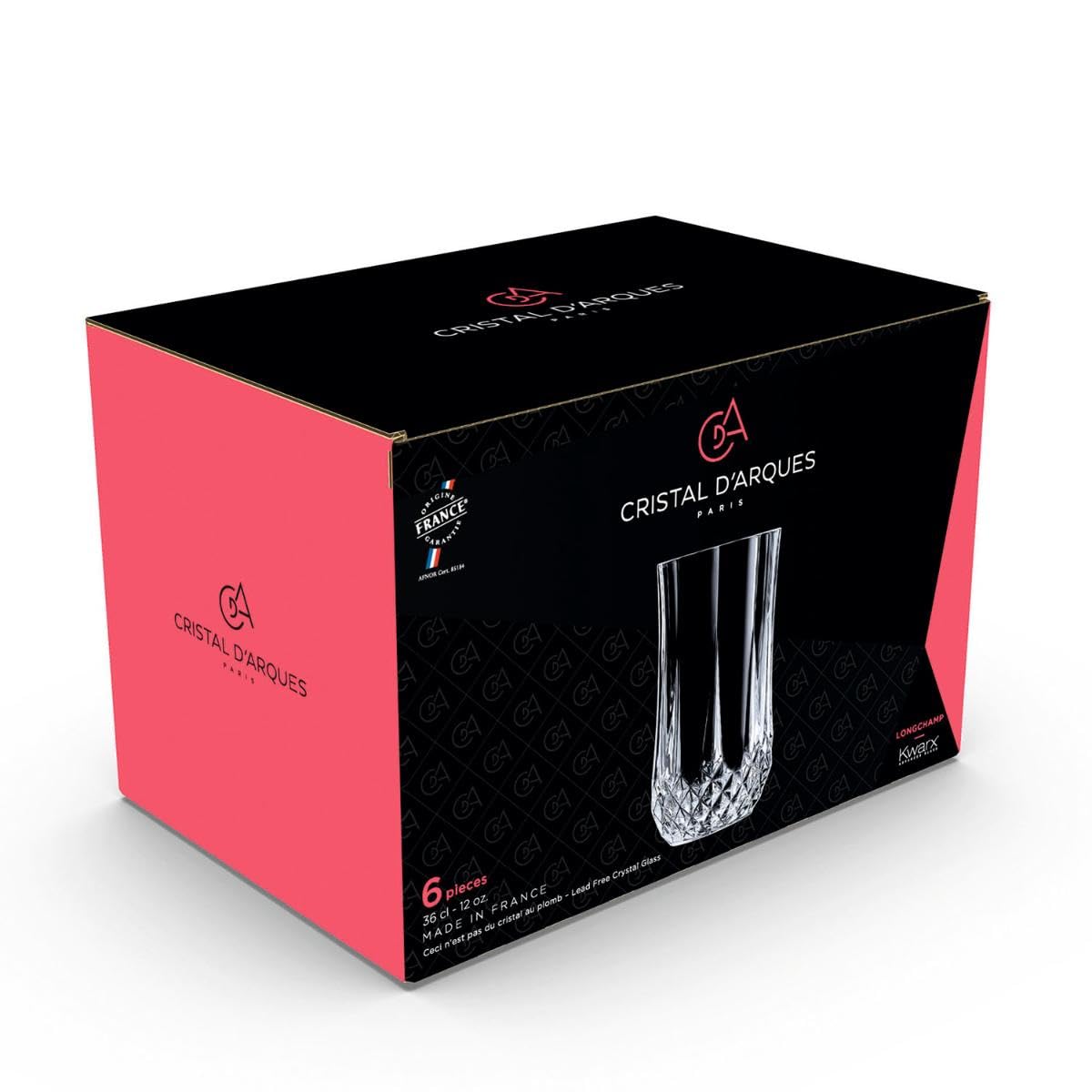 Cristal d'Arques Elact Long Drink Glass - Set of 6, 25 x 18 x 18.5 cm, Elegant Crystal Clear Glassware for Cocktails, Iced Tea & Refreshing Beverages - Perfect for Parties, Bars & Home Entertaining