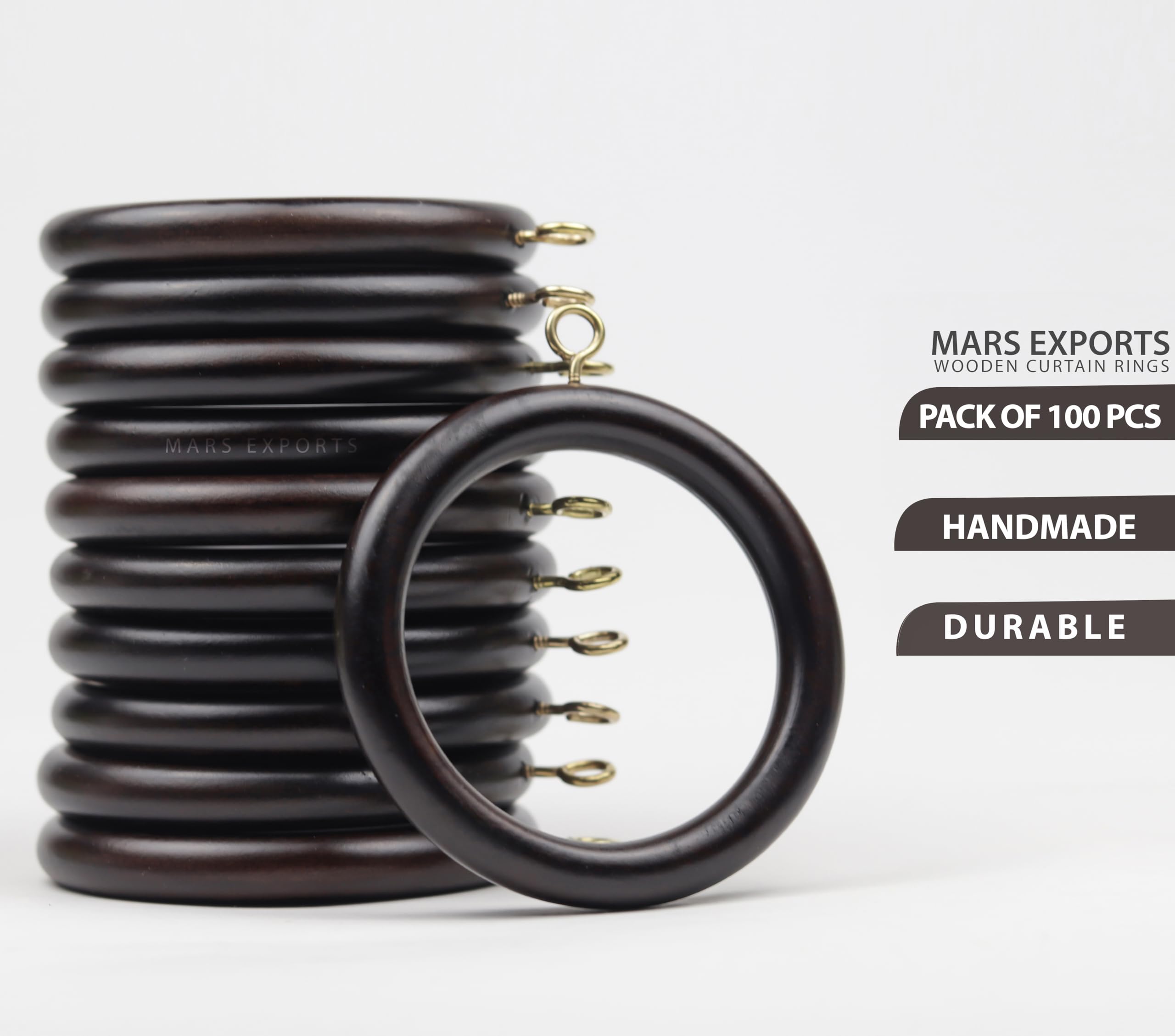 Handmade Beech Wood Drapery Rod Rings for 1-1.5 Inch Curtain Rods - 2.2 Inch Inner Diameter (Set of 100) - Perfect for Farmhouse, Rustic, and Modern Home Decor Window Treatments