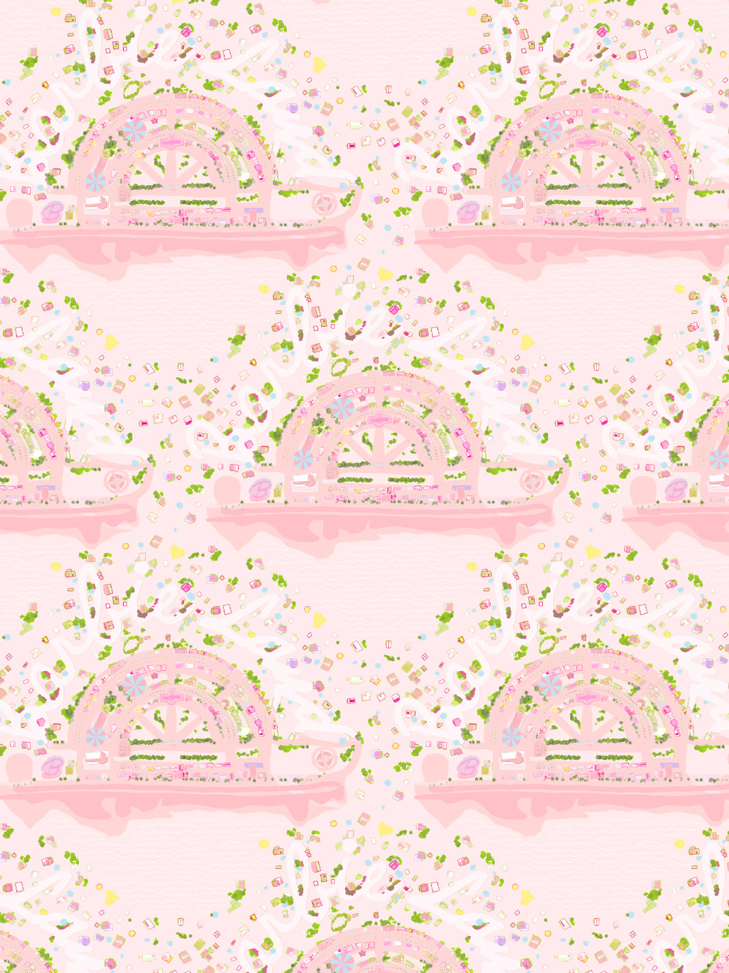 Barbie™ Land Aerial Map Wallpaper - Official Barbie™ Home Decor for Girls' Room, Nursery & Playroom - Piggy Bank Included
