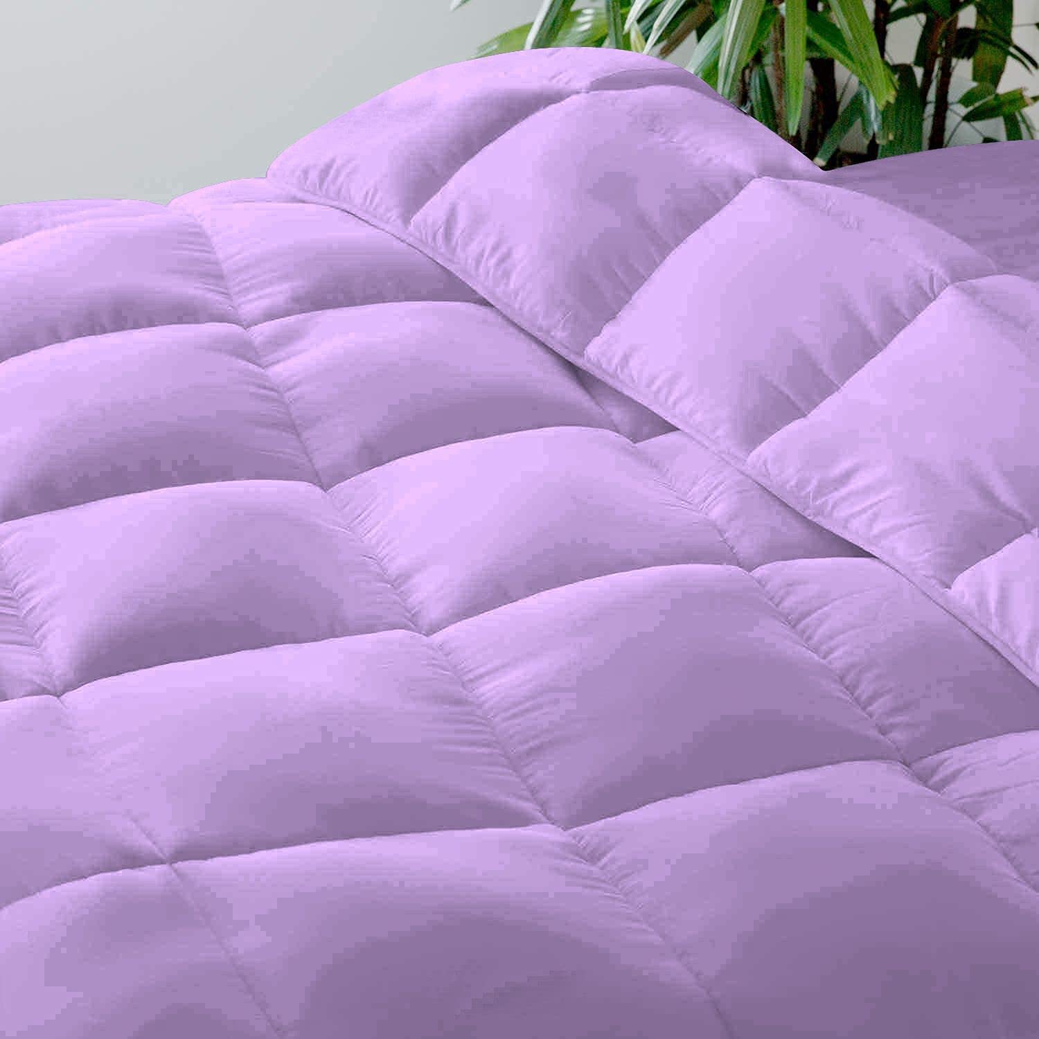 Lightweight All Season Down Alternative Comforter - 100% Cotton Soft Quilted Duvet Insert, Cooling Comforter for Warm Weather & Hot Sleepers - King/California King Size, Lilac Purple - Perfect for Bedroom, Guest Room & Dorm Use