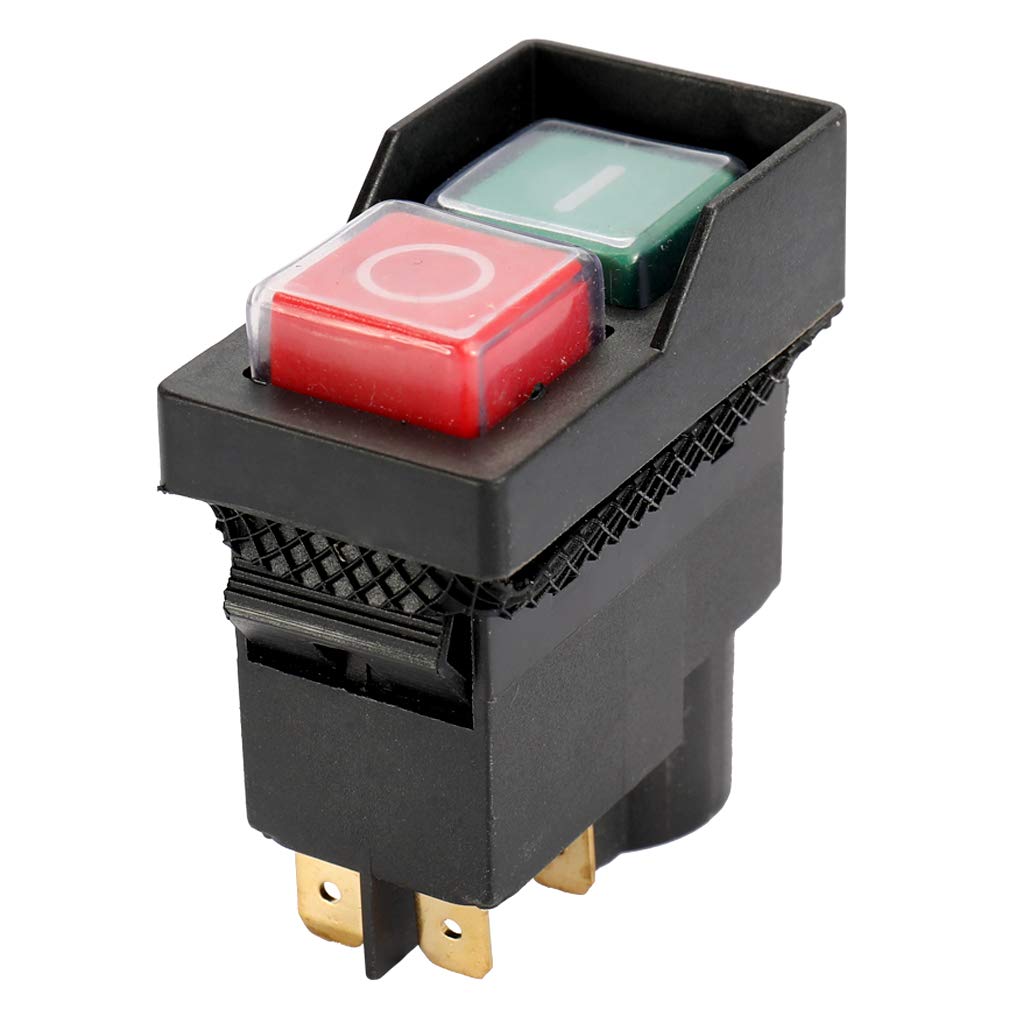 CK21 250V 16A 4Pin/5Pin Waterproof Electromagnetic Safety Pushbutton Switch - Black (5 Pins) for Metal Cutter, Grinder Machine & Shutter | Industrial Equipment, Power Tools & Safety Control Applications